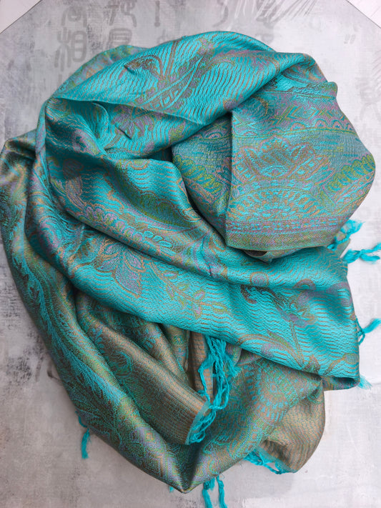 Pashmina-Foulard-Schal, 100 % indische Seide, 195 x 75 cm, 35S