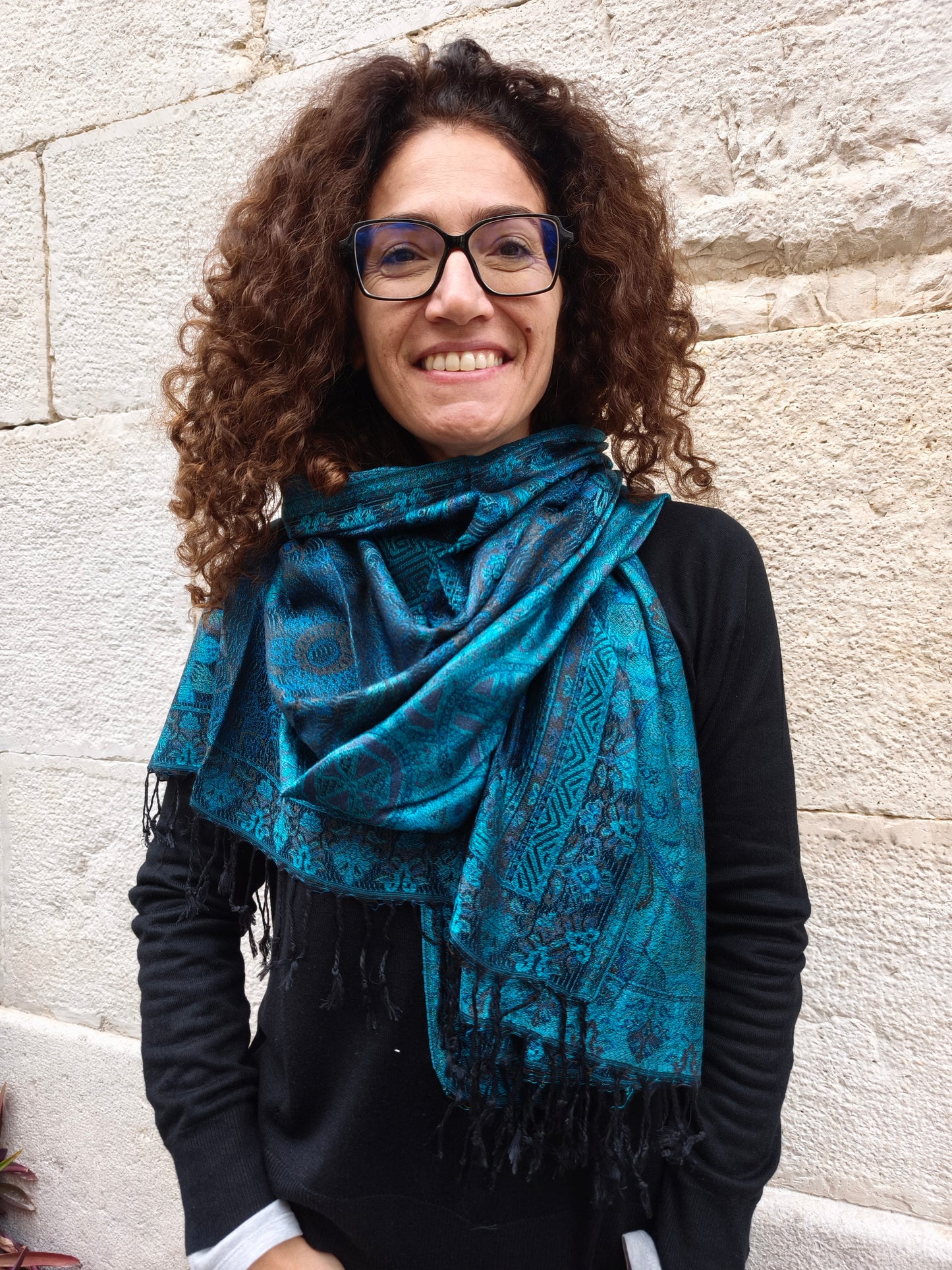 Pashmina-Foulard-Schal, 100 % indische Seide, 195 x 75 cm, 37S