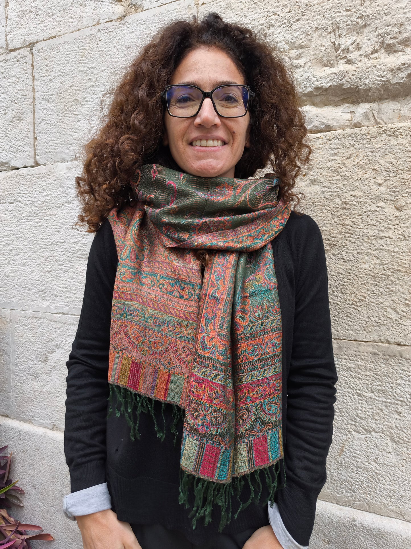 Pashmina-Foulard-Schal, 100 % indische Seide, 195 x 75 cm, 39S