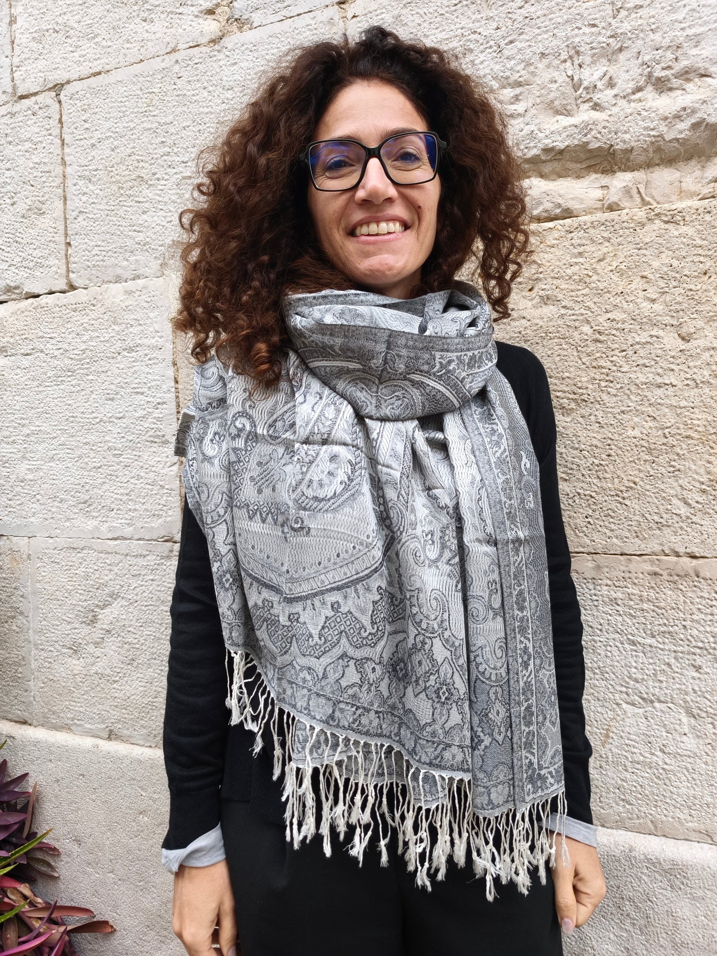 Pashmina-Foulard-Schal, 100 % indische Seide, 195 x 75 cm, 40S