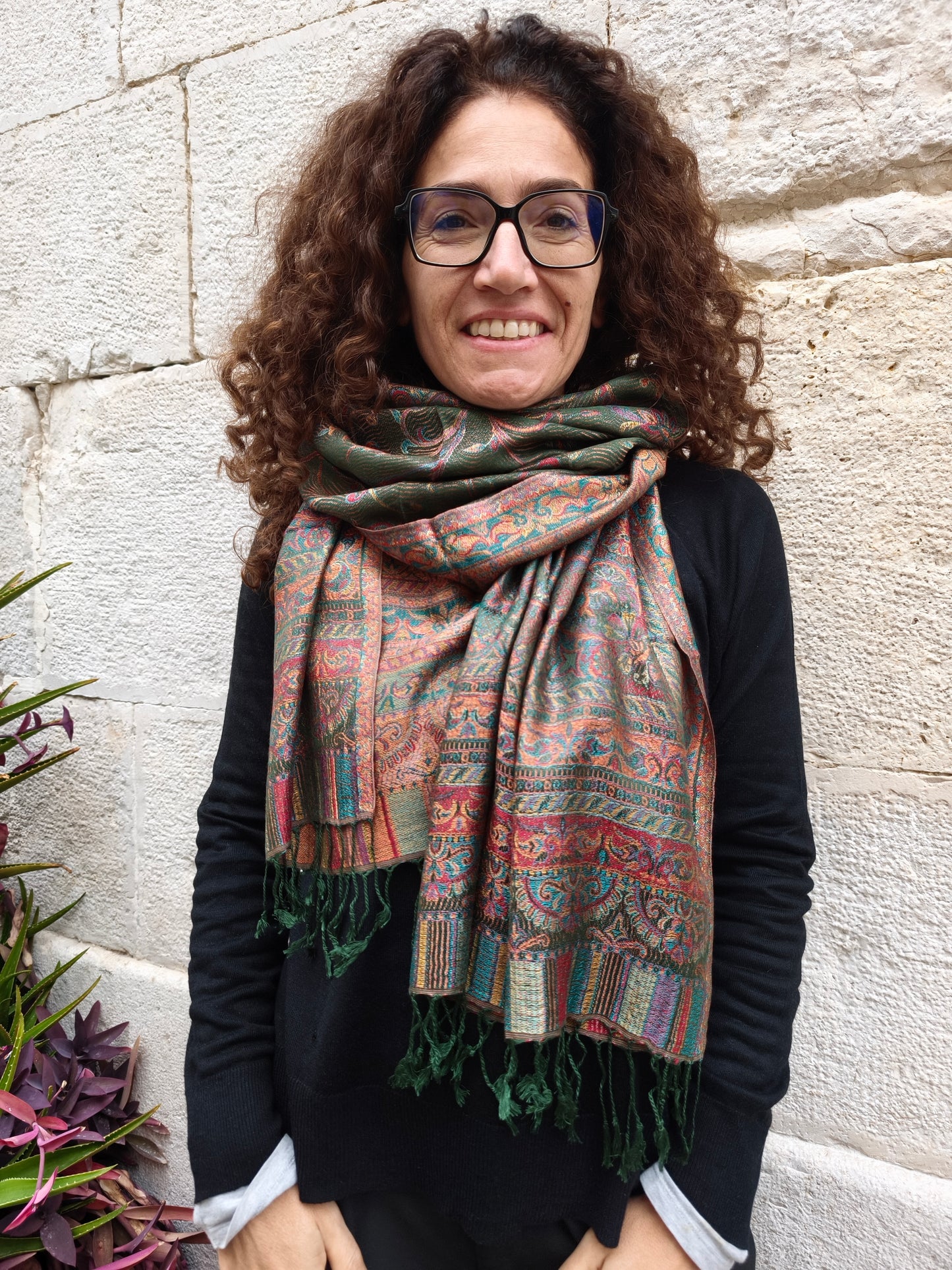 Pashmina-Foulard-Schal, 100 % indische Seide, 195 x 75 cm, 41S