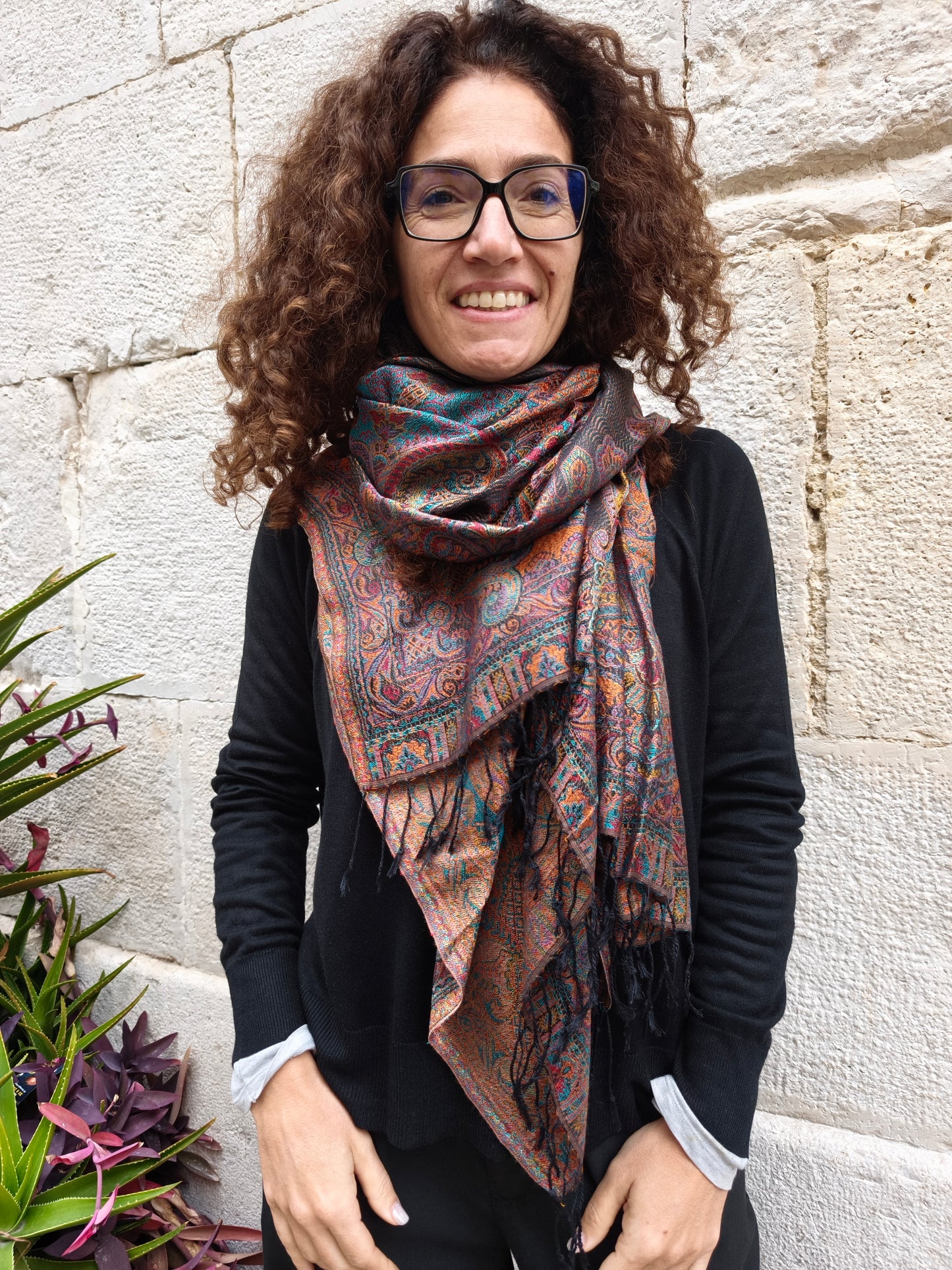 Pashmina-Foulard-Schal, 100 % indische Seide, 195 x 75 cm, 42S