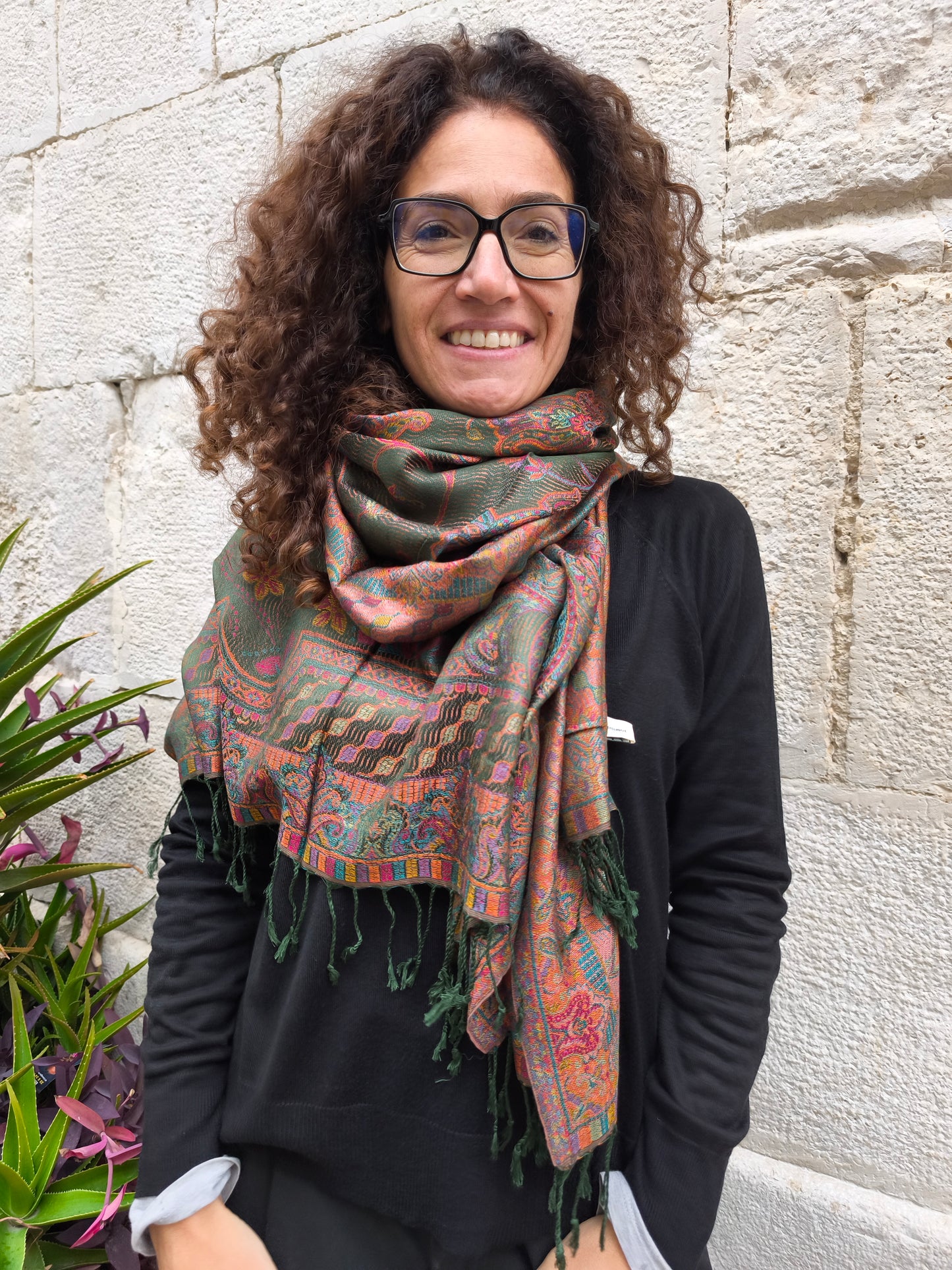 Pashmina-Foulard-Schal, 100 % indische Seide, 195 x 75 cm, 44S