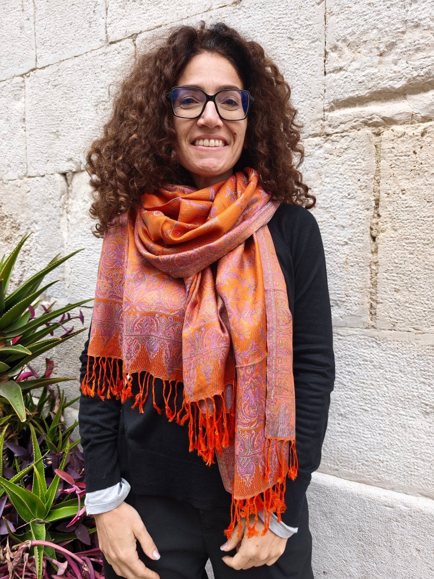 Pashmina-Foulard-Schal, 100 % indische Seide, 195 x 75 cm, 47S