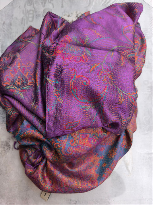 Pashmina-Foulard-Schal, 100 % indische Seide, 195 x 75 cm, 49S