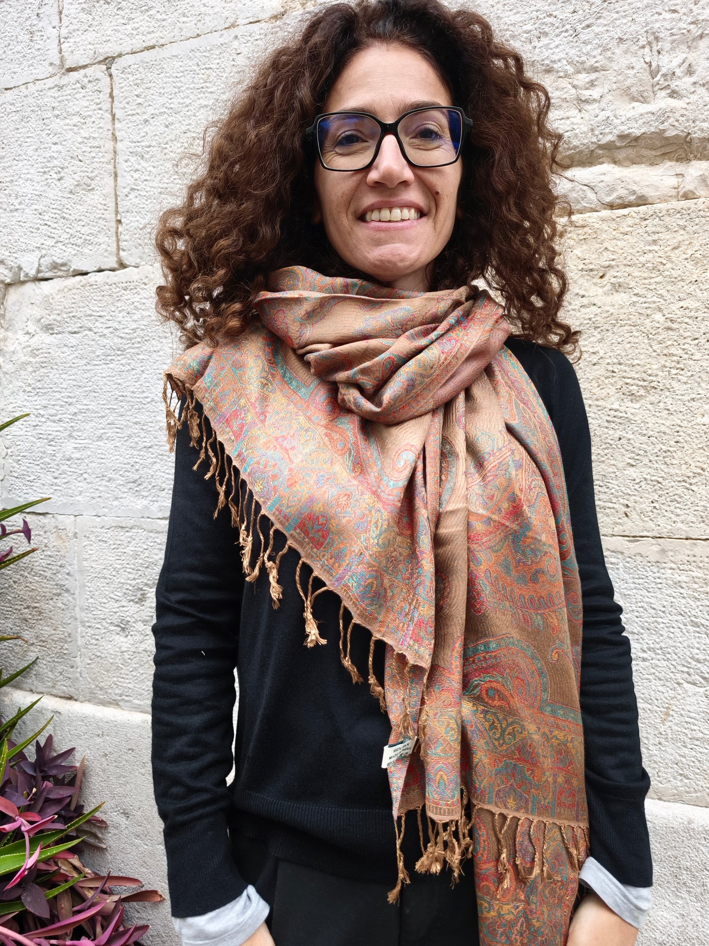 Pashmina-Foulard-Schal, 100 % indische Seide, 195 x 75 cm, 50S