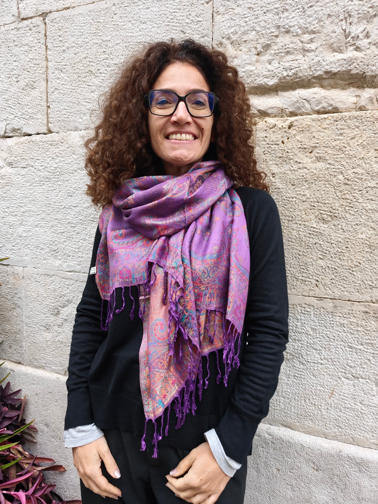 Pashmina-Foulard-Schal, 100 % indische Seide, 195 x 75 cm, 51S