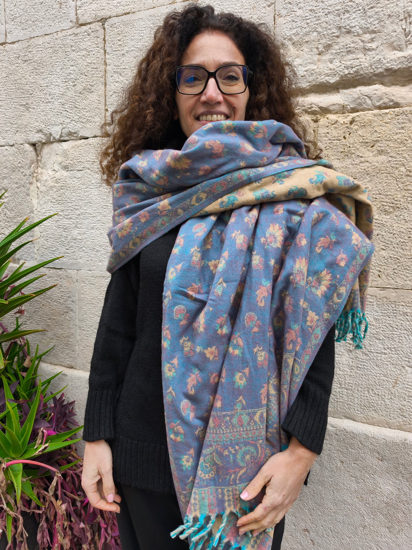 Scialle sciarpa stola Pashmina coperta lana di Yak calda Tibet 50B