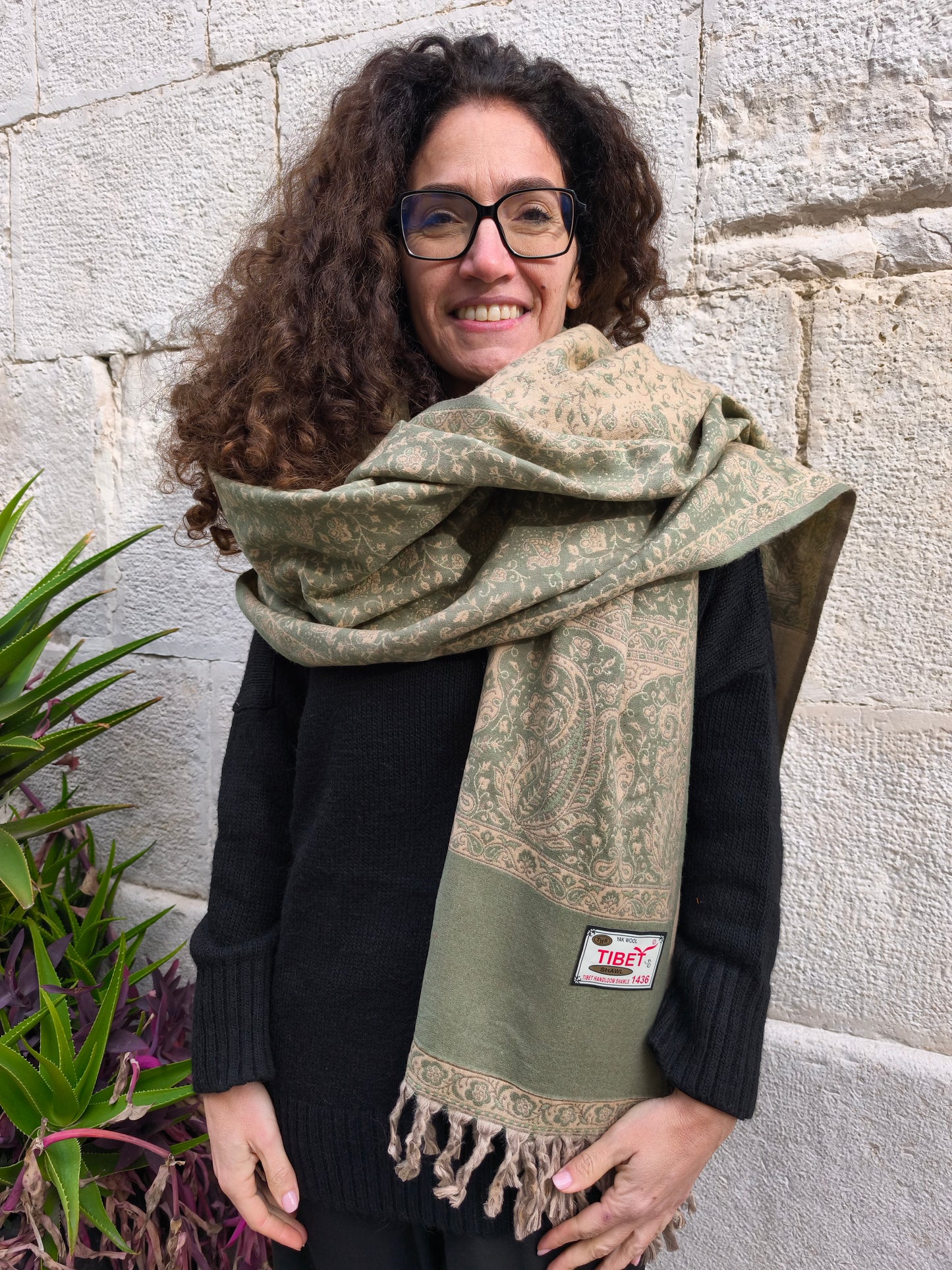 Scialle sciarpa stola Pashmina coperta lana di Yak calda Tibet 64B