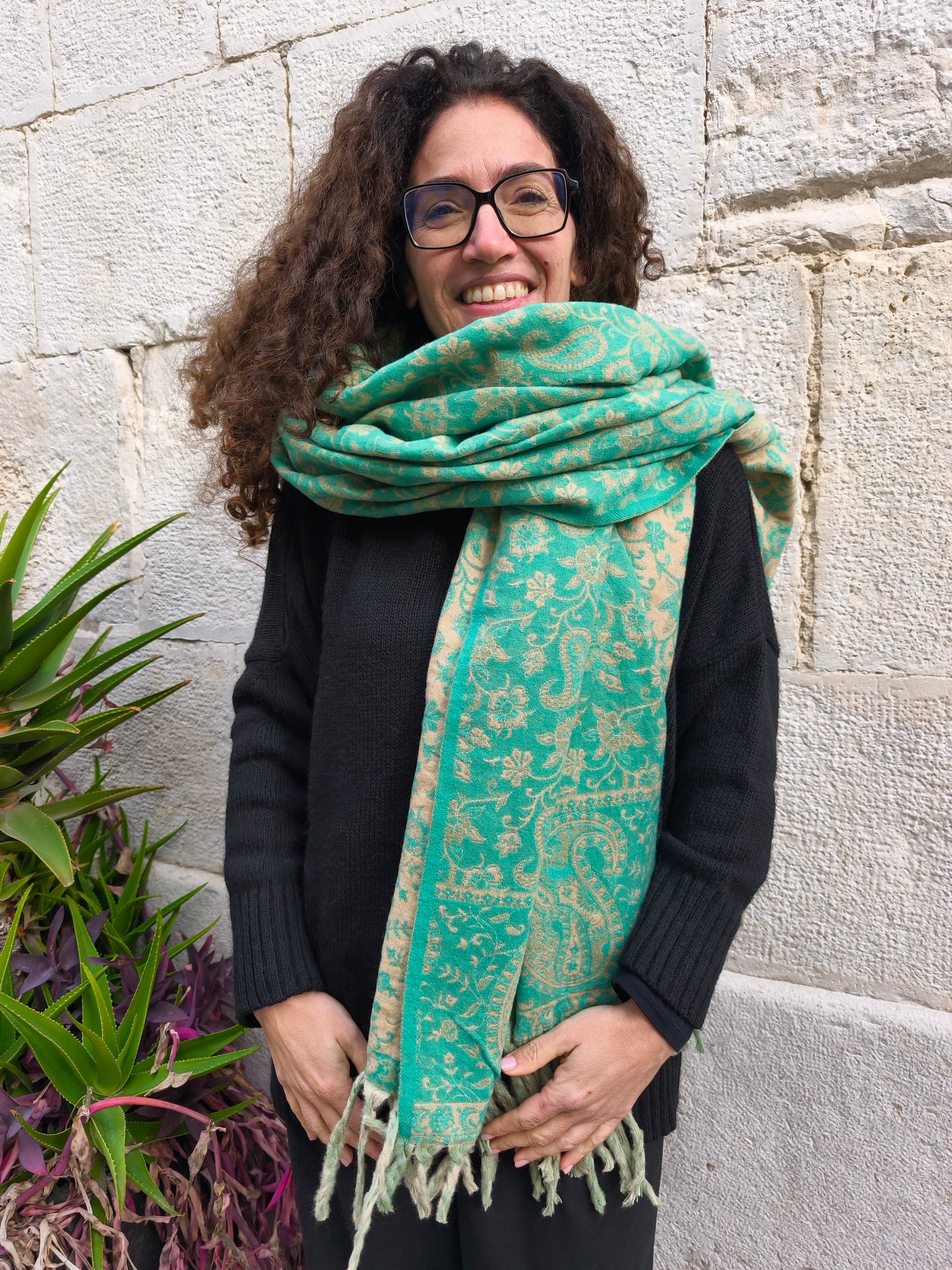 Scialle sciarpa stola Pashmina coperta lana di Yak calda Tibet 66B