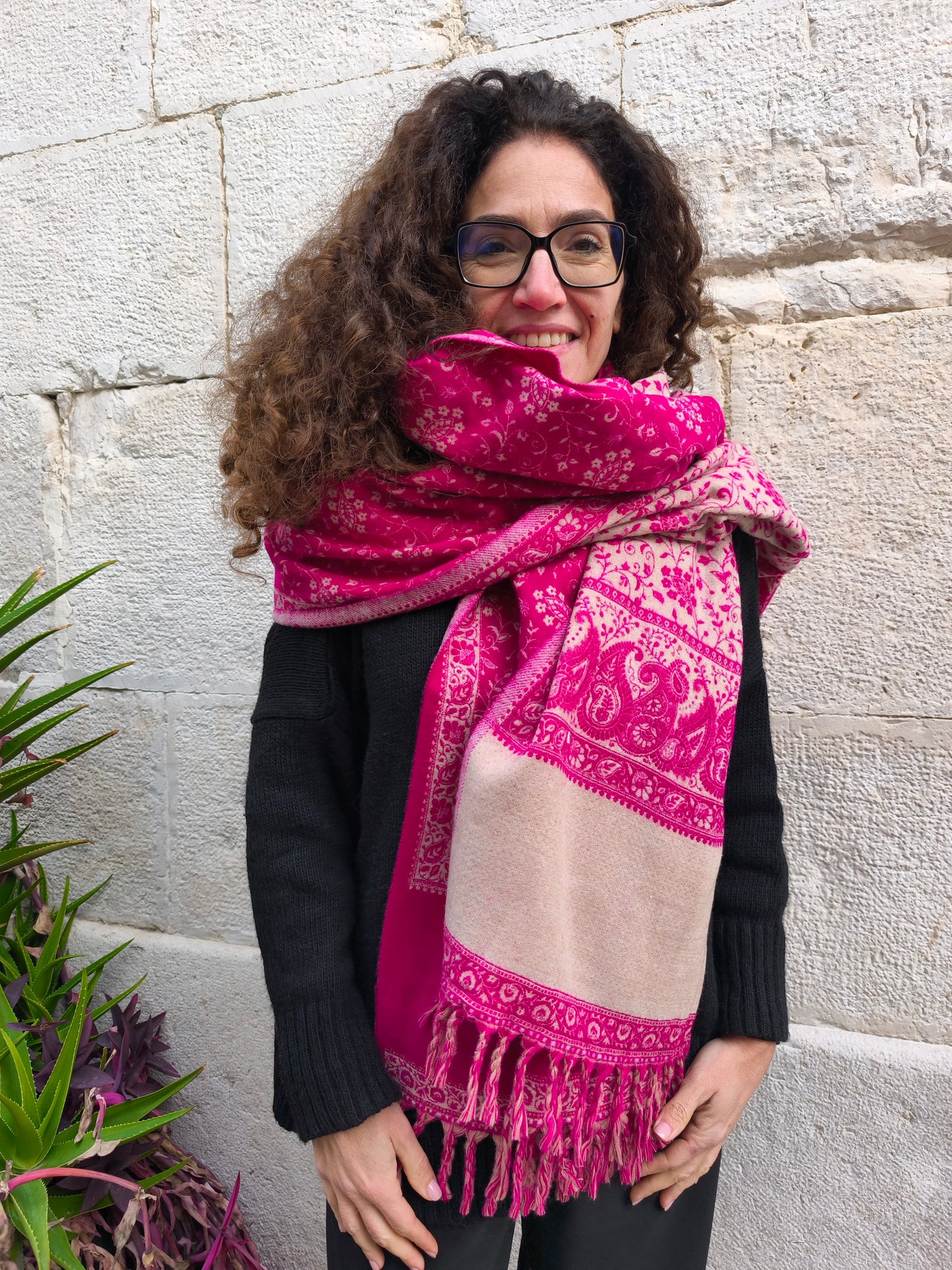 Scialle sciarpa stola Pashmina coperta lana di Yak calda Tibet 70B Difettato