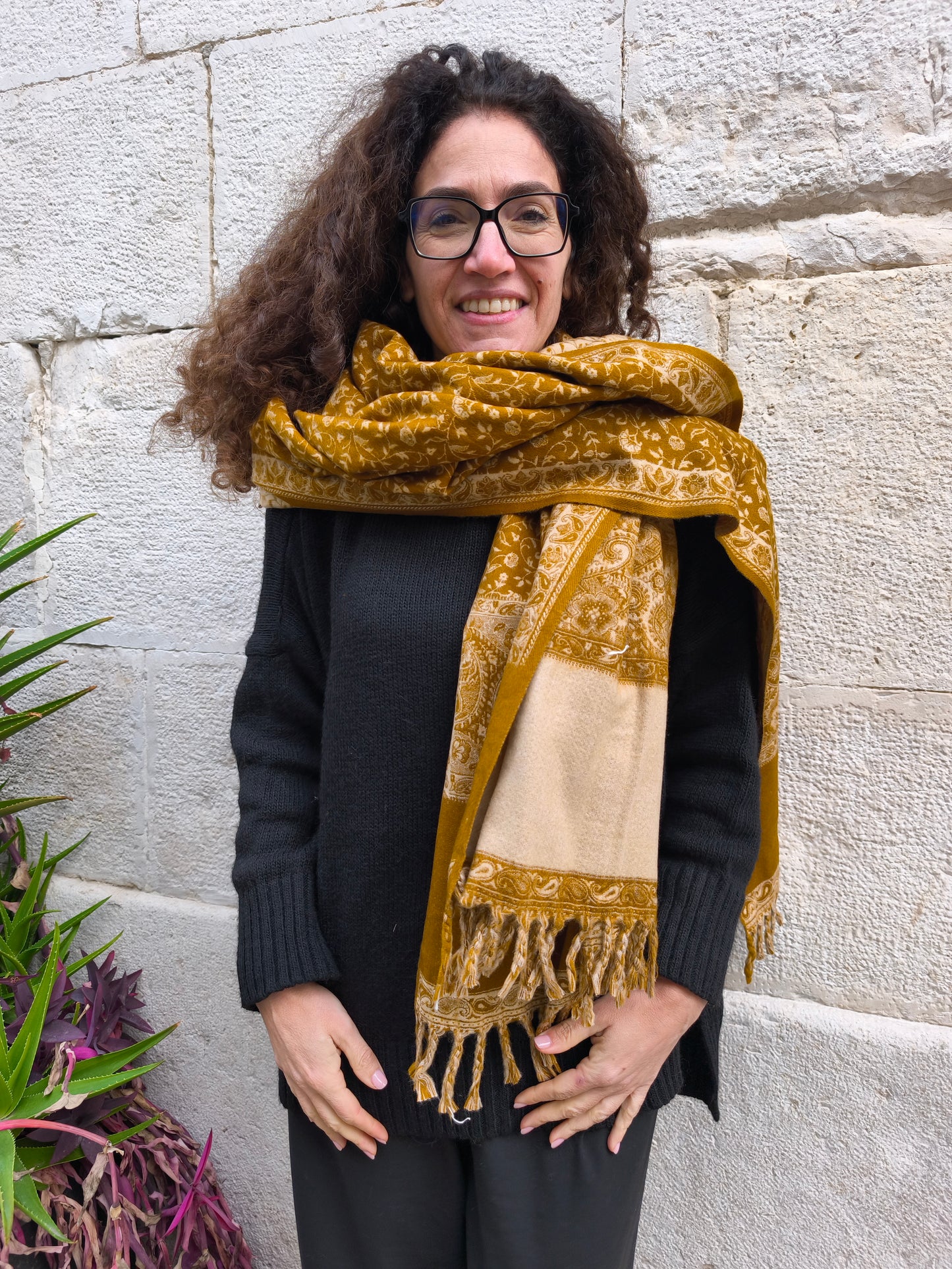 Scialle sciarpa stola Pashmina coperta lana di Yak calda Tibet 76B