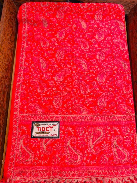 Scialle sciarpa stola Pashmina coperta lana di Yak calda Tibet 77B Difettato