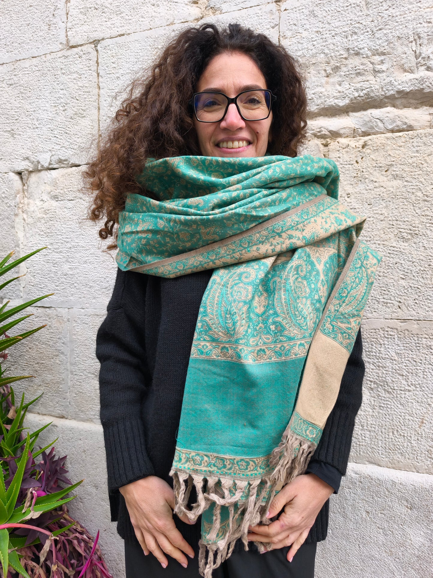 Scialle sciarpa stola Pashmina coperta lana di Yak calda Tibet 78B