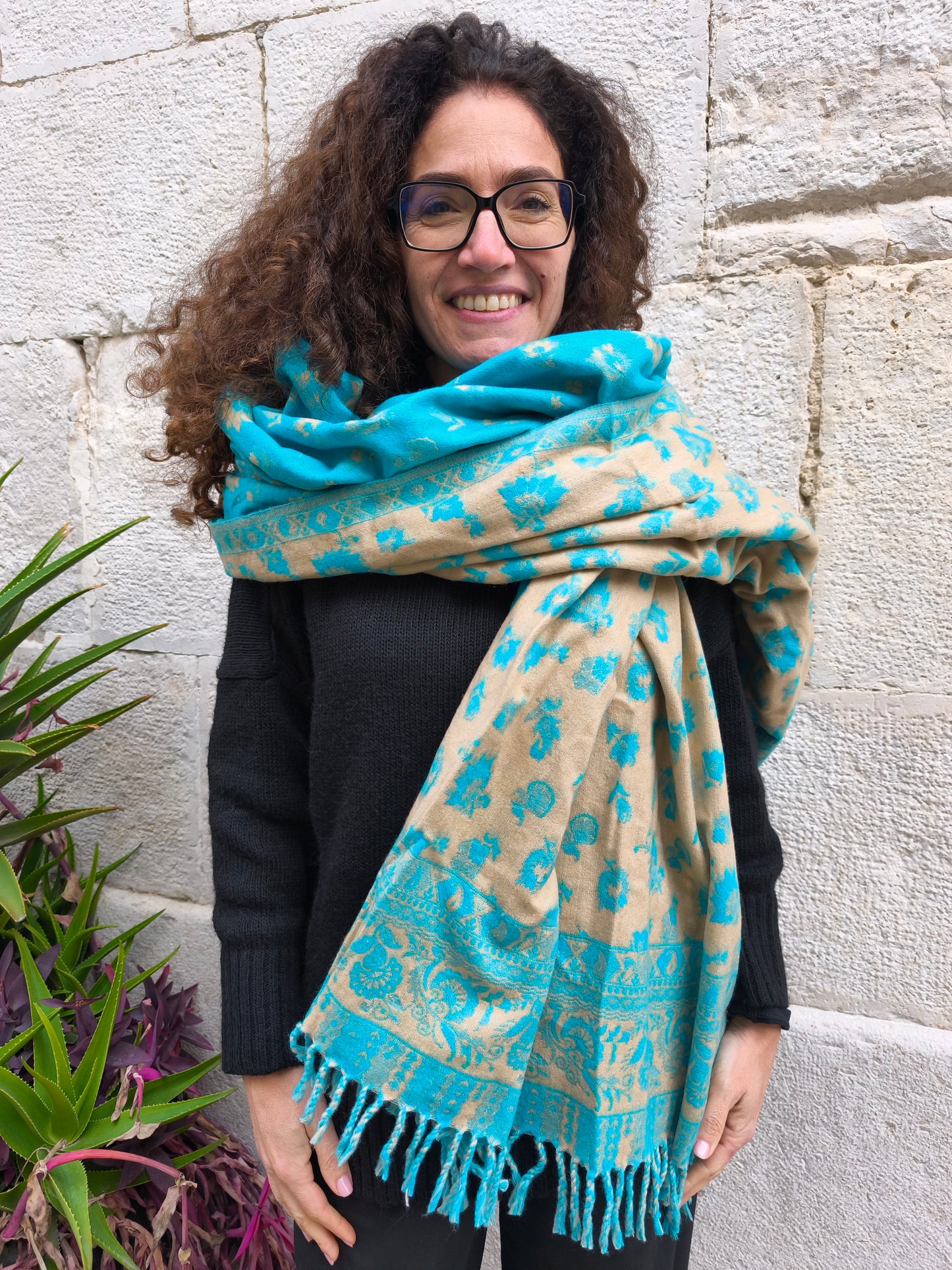 Scialle sciarpa stola Pashmina coperta lana di Yak calda Tibet 81B