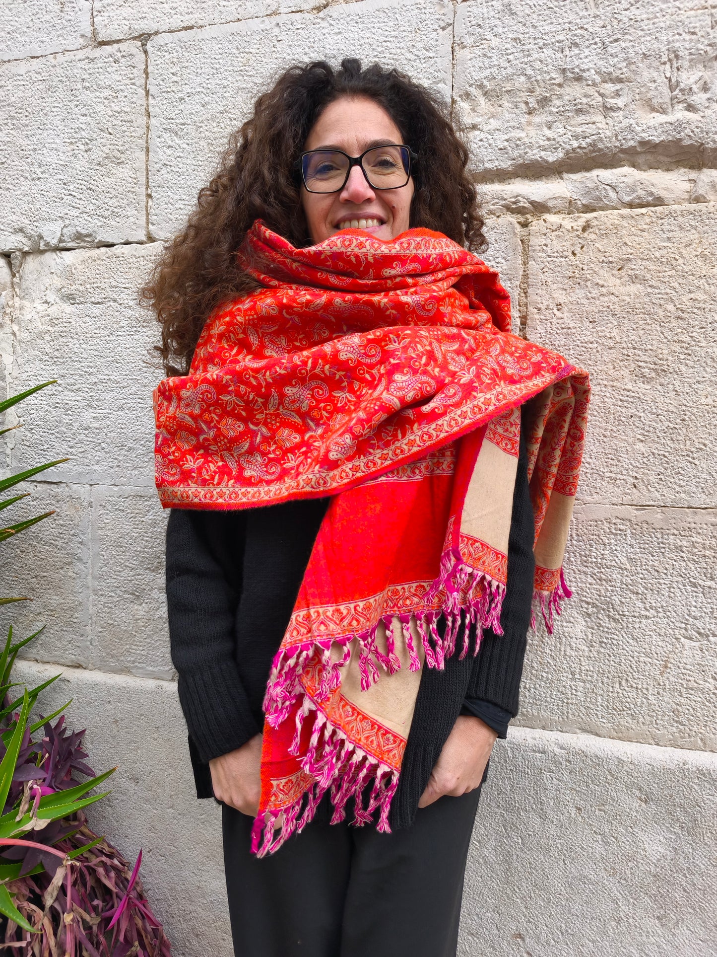 Scialle sciarpa stola Pashmina coperta lana di Yak calda Tibet 82B