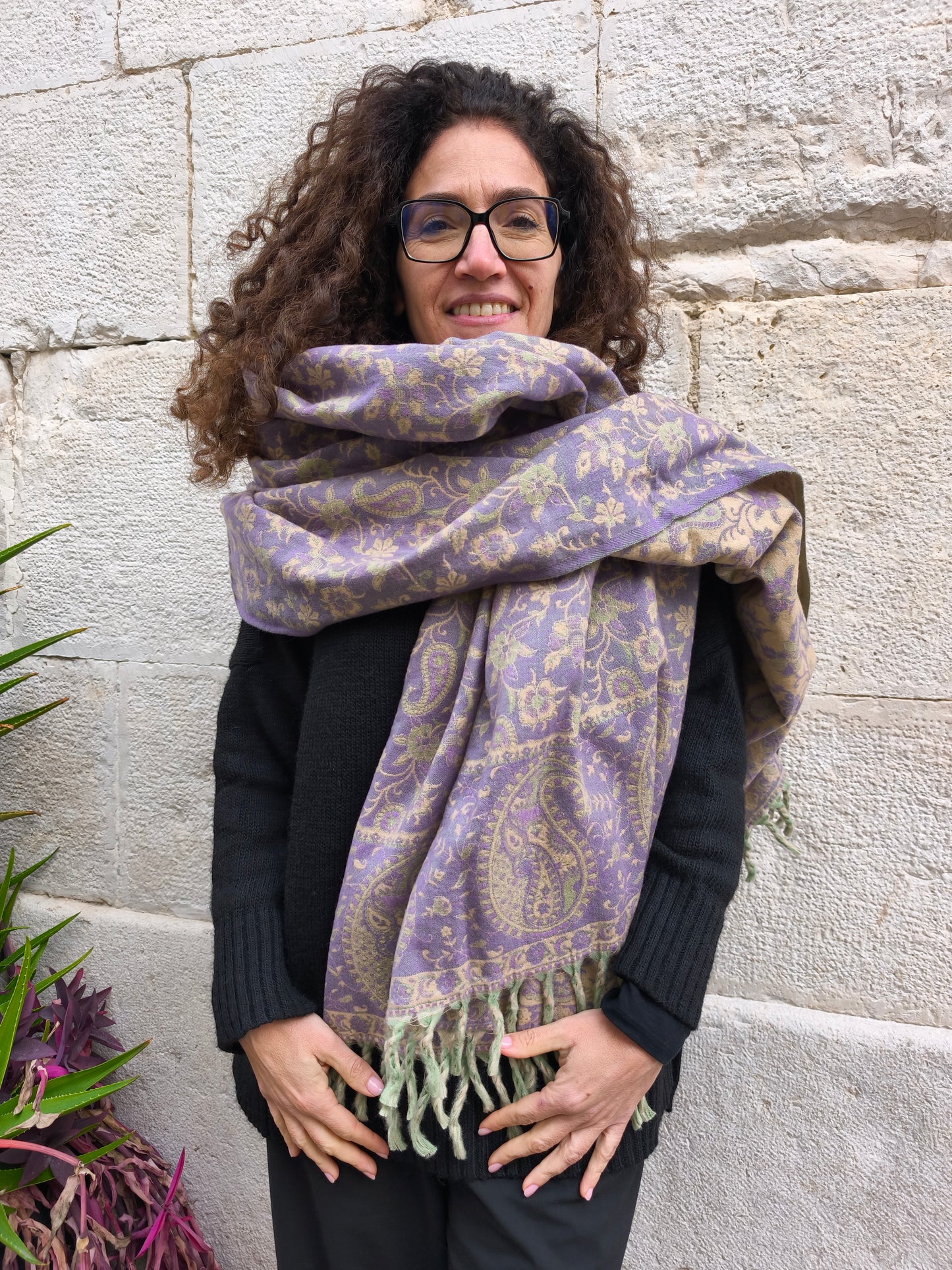 Scialle sciarpa stola Pashmina coperta lana di Yak calda Tibet 84B