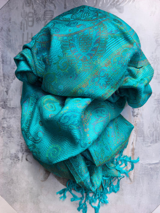 Pashmina Foulard Sciarpa Seta 100% India cm 195X75 7S
