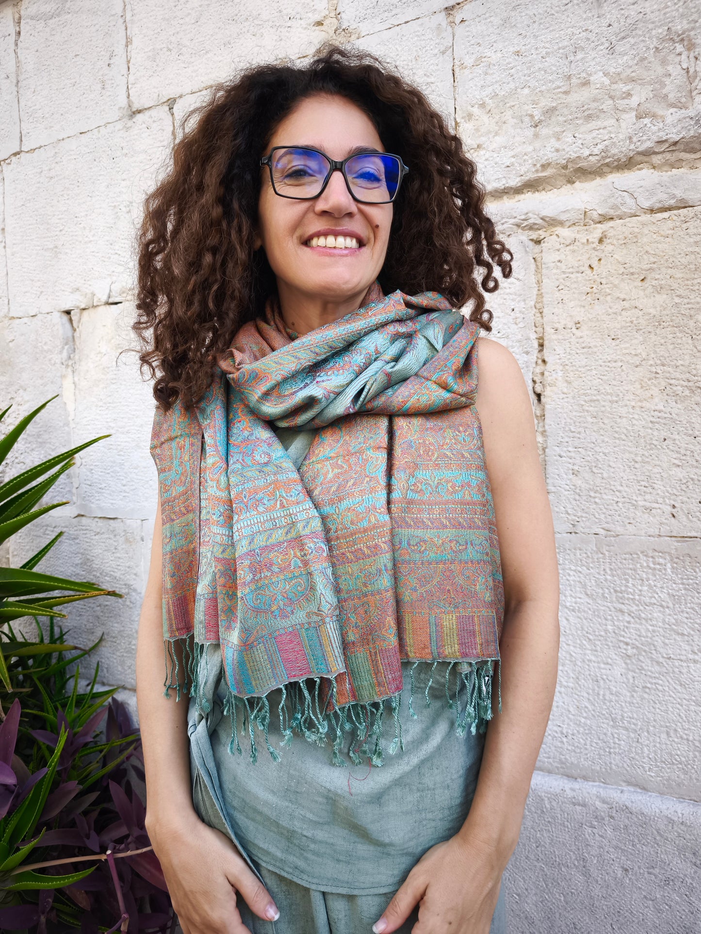 Pashmina Tuch Schal Seide 100% Indien 195x75 cm 21S