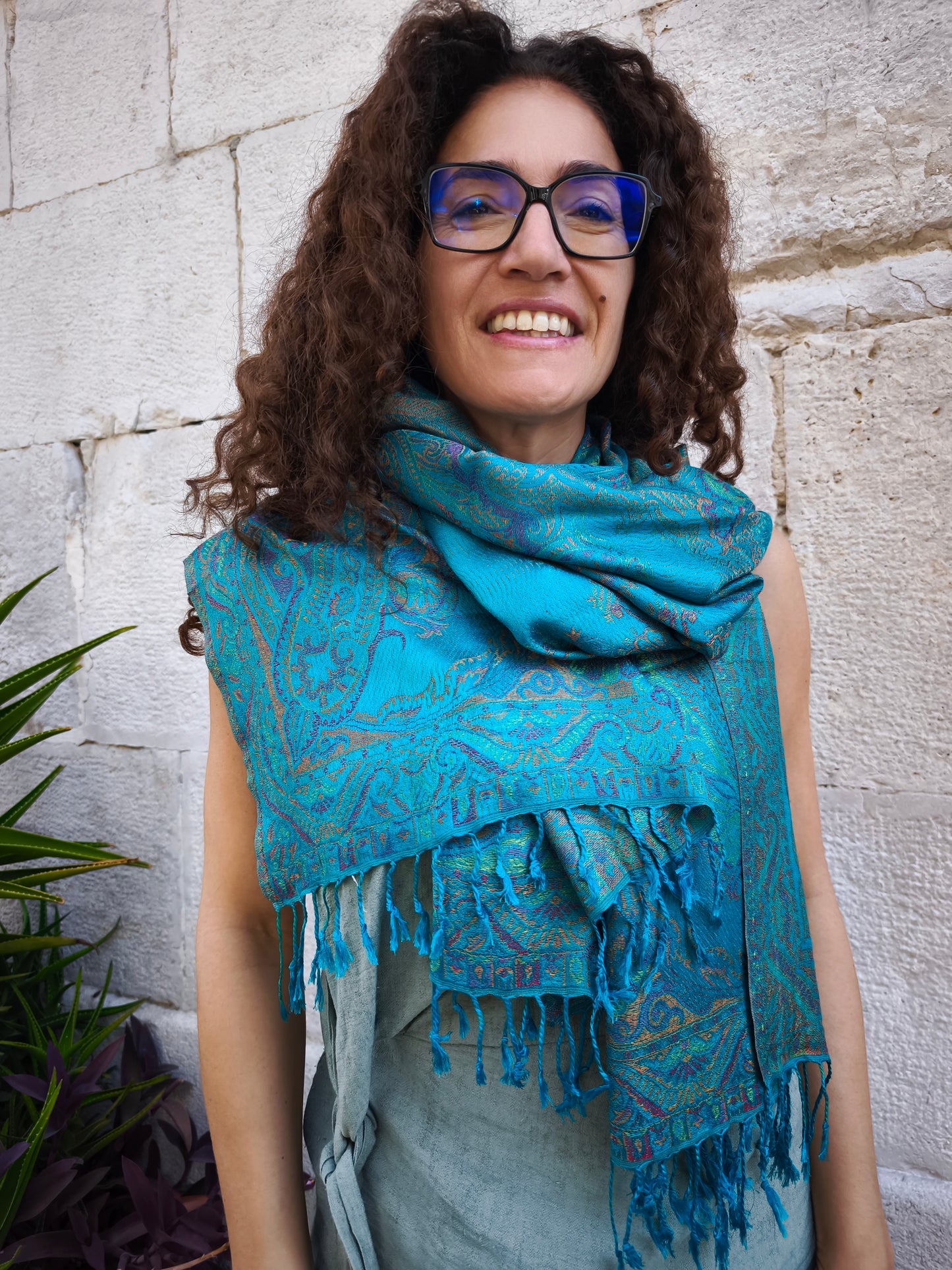 Pashmina Foulard Schal Seide 100% Indien cm 195X75 26S