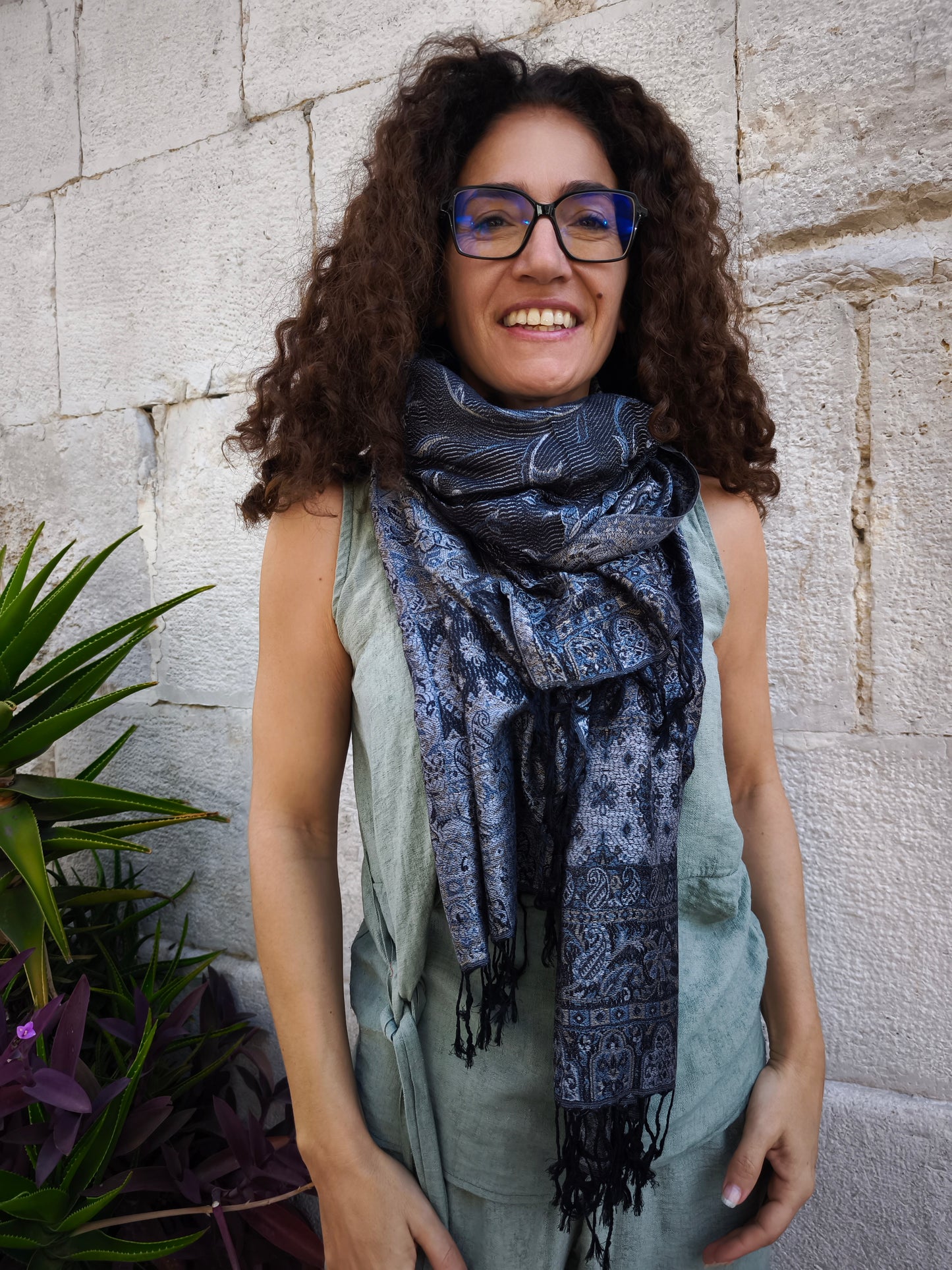 Pashmina Foulard Schal Seide 100% Indien 195x75 cm 27S