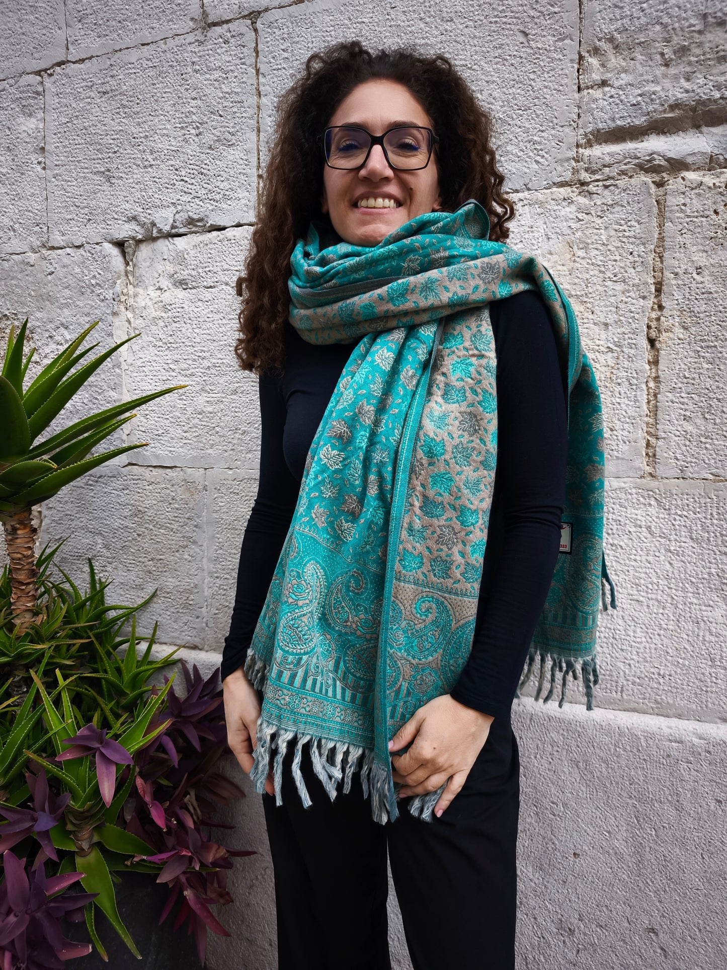 Scialle sciarpa stola Pashmina coperta lana calda YAK Tibet 1E