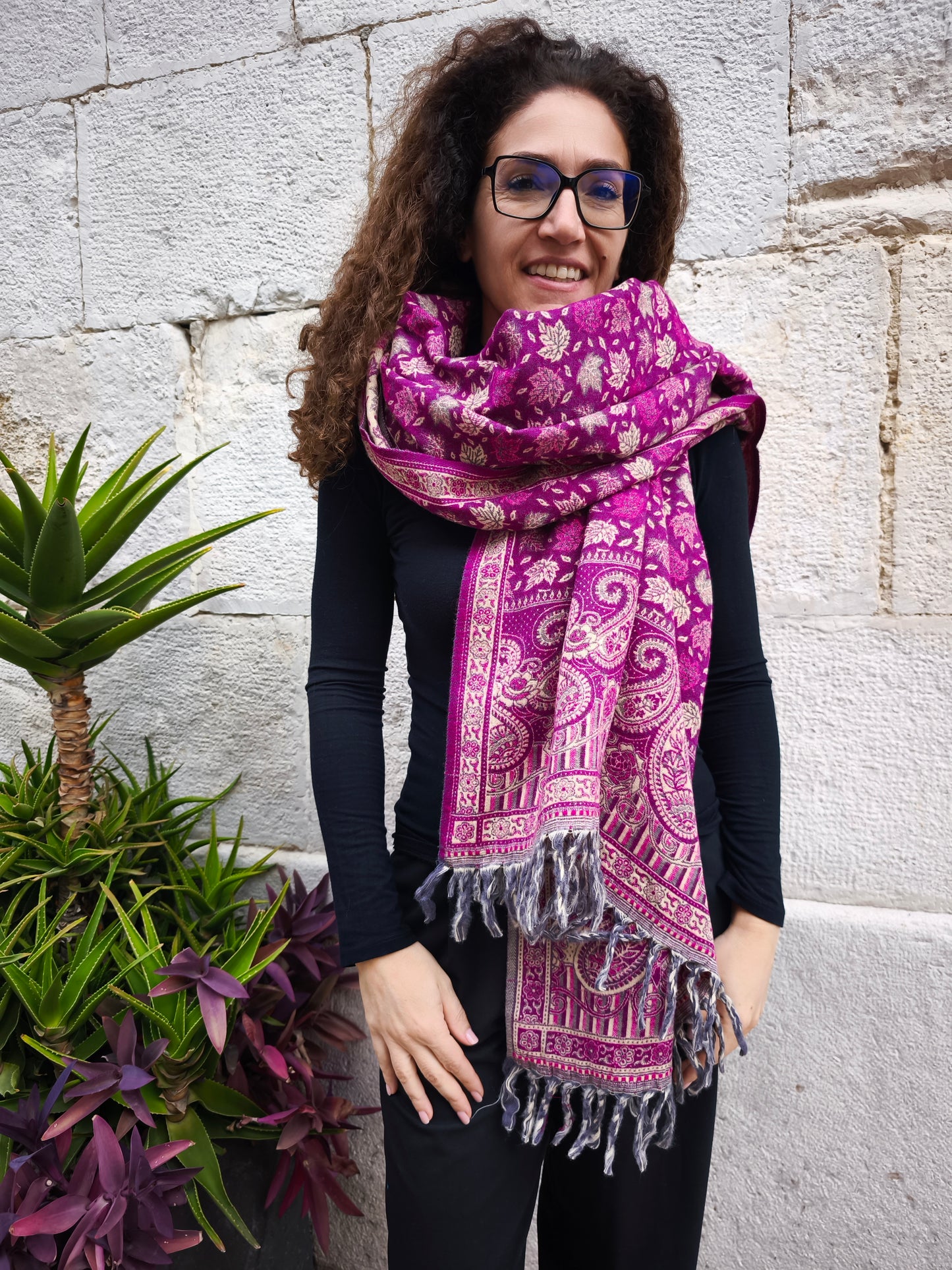 Scialle sciarpa stola Pashmina coperta lana calda YAK Tibet 3E