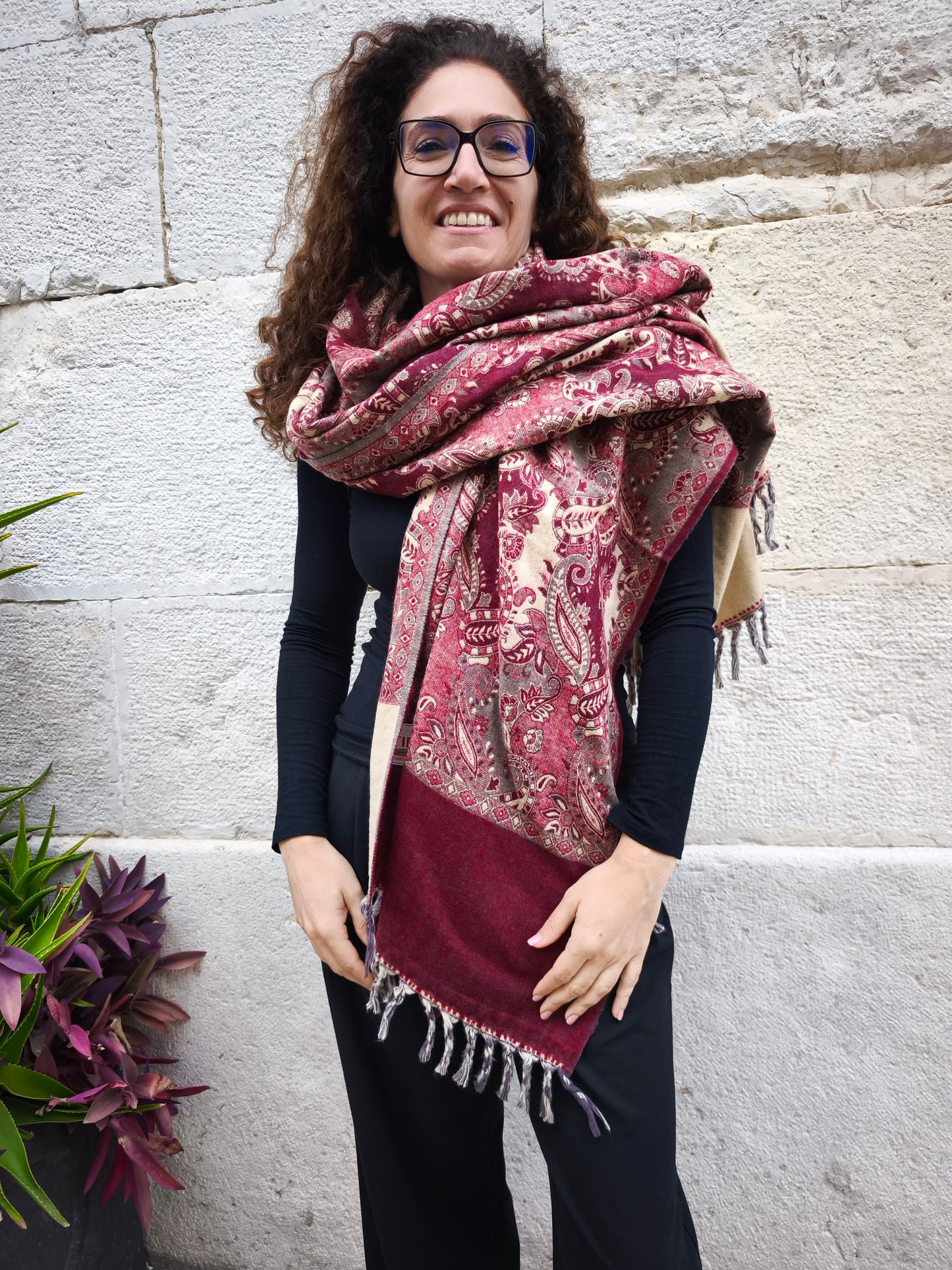 Scialle sciarpa stola Pashmina coperta lana calda YAK Tibet 13E