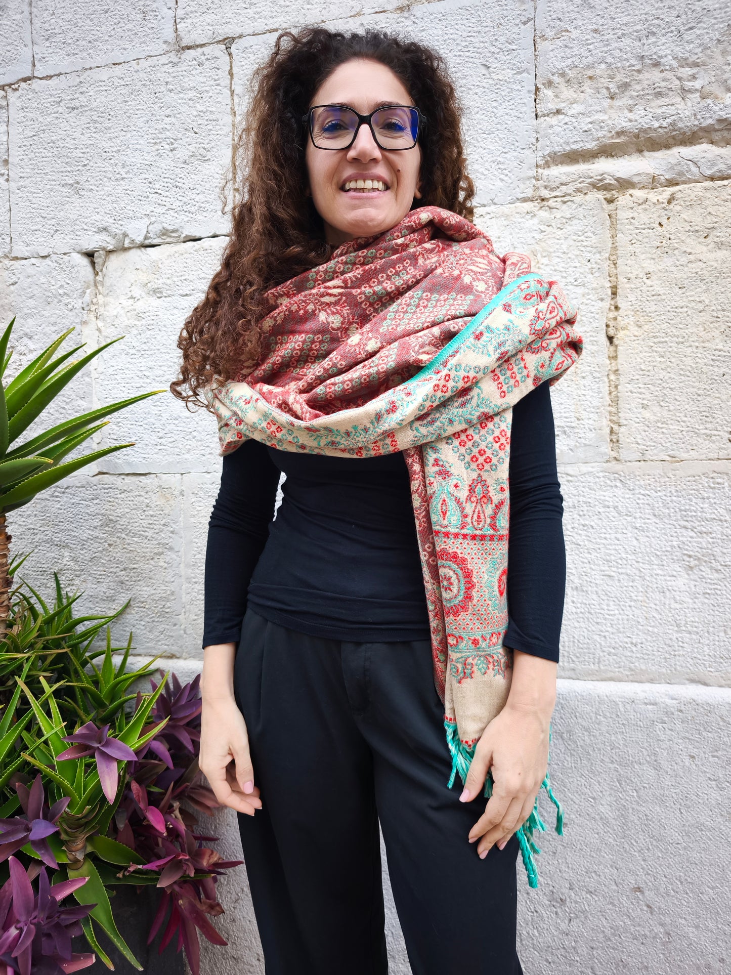 Scialle sciarpa stola Pashmina coperta lana calda YAK Tibet 17E