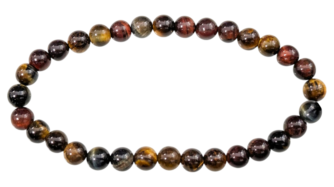 Bracciale elasticizzato pietre dure Occhio di tigre multicolore 6mm