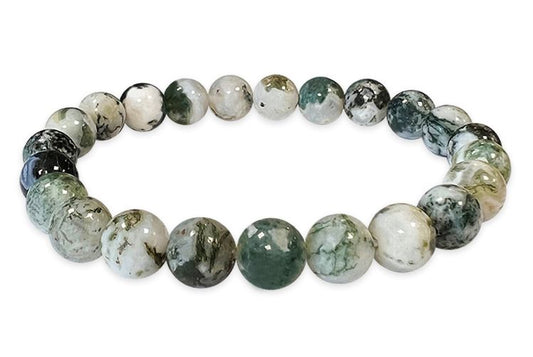 Elastic bracelet hard stones agate tree moss agate