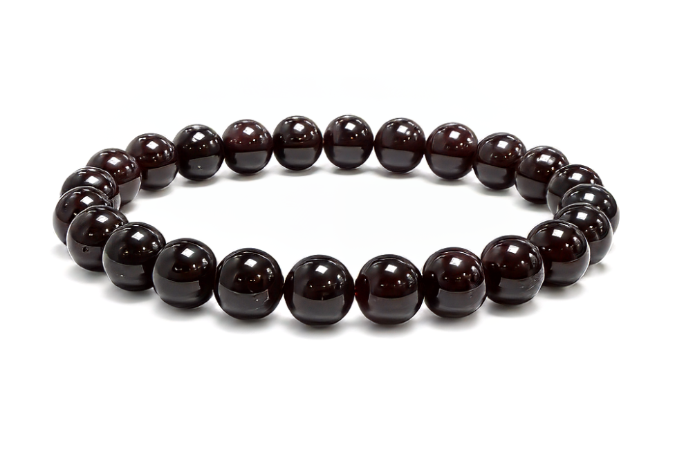Bracciale elasticizzato pietre dure granato rosso 8 mm