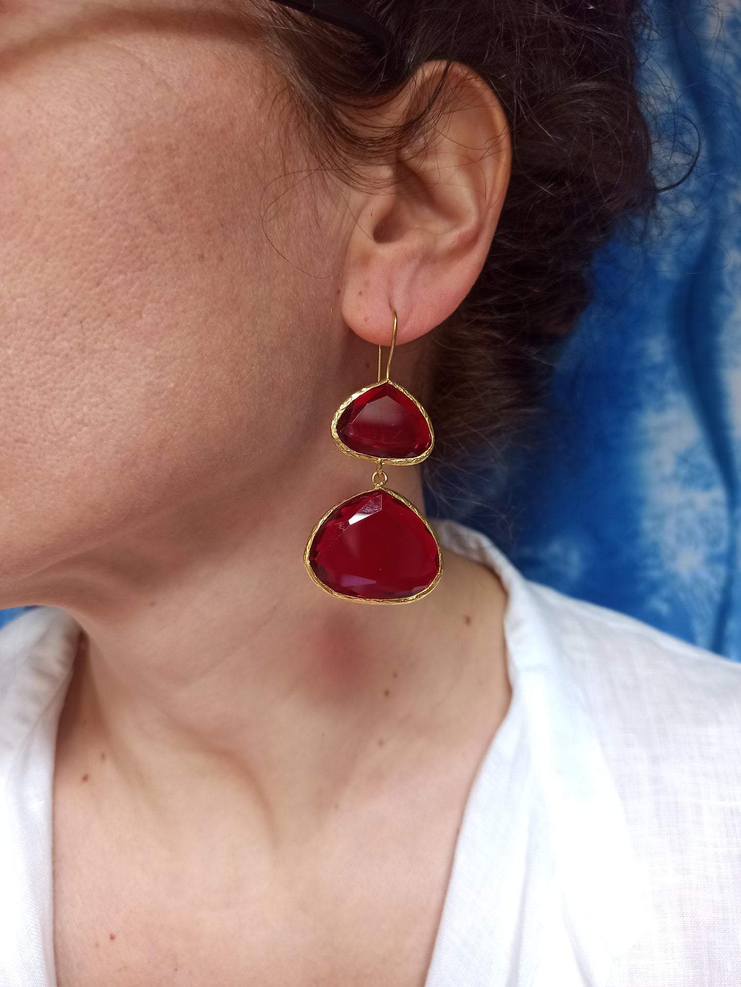 2 red stone earrings