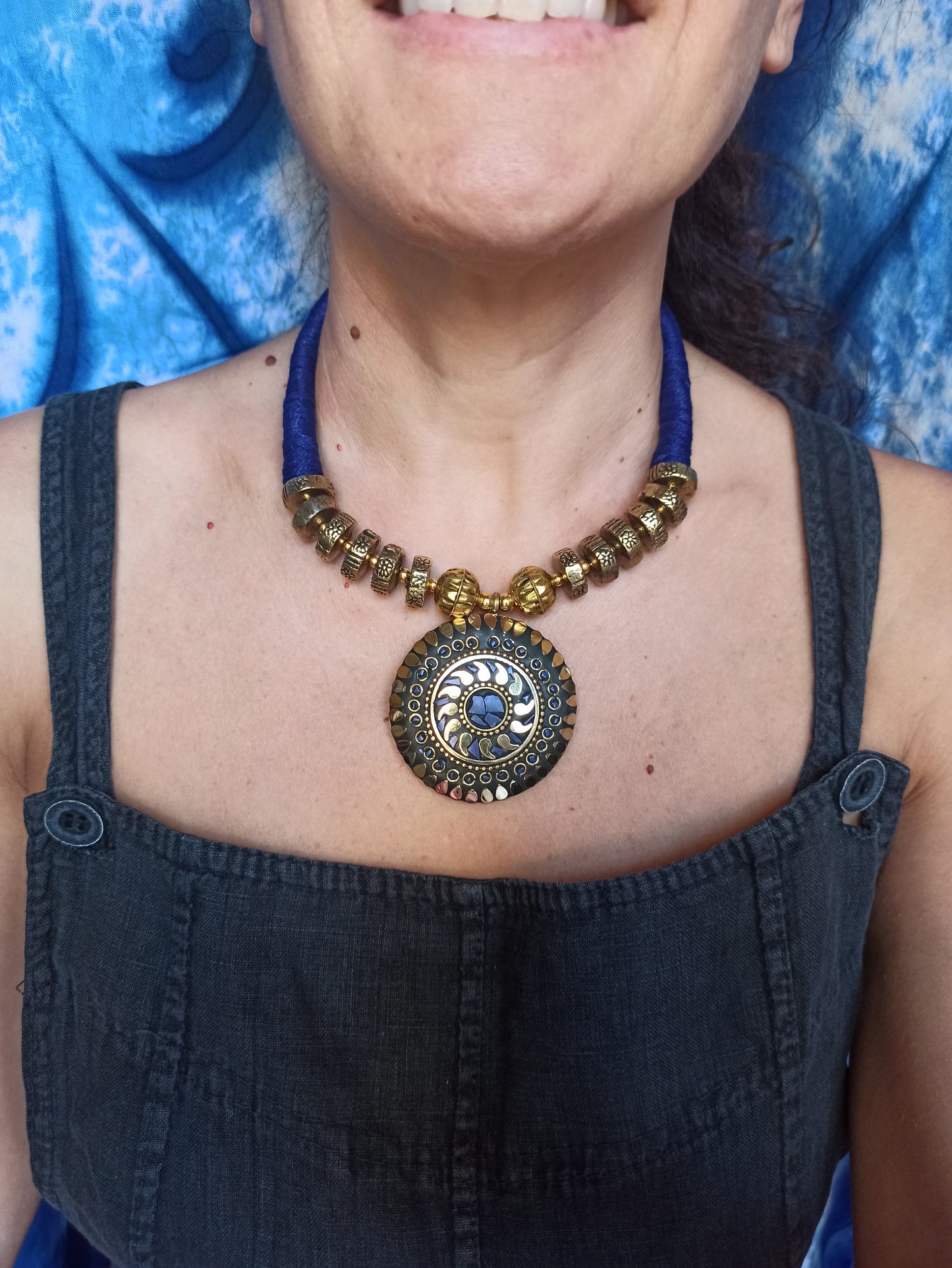 Blue Chips Medallion Necklace