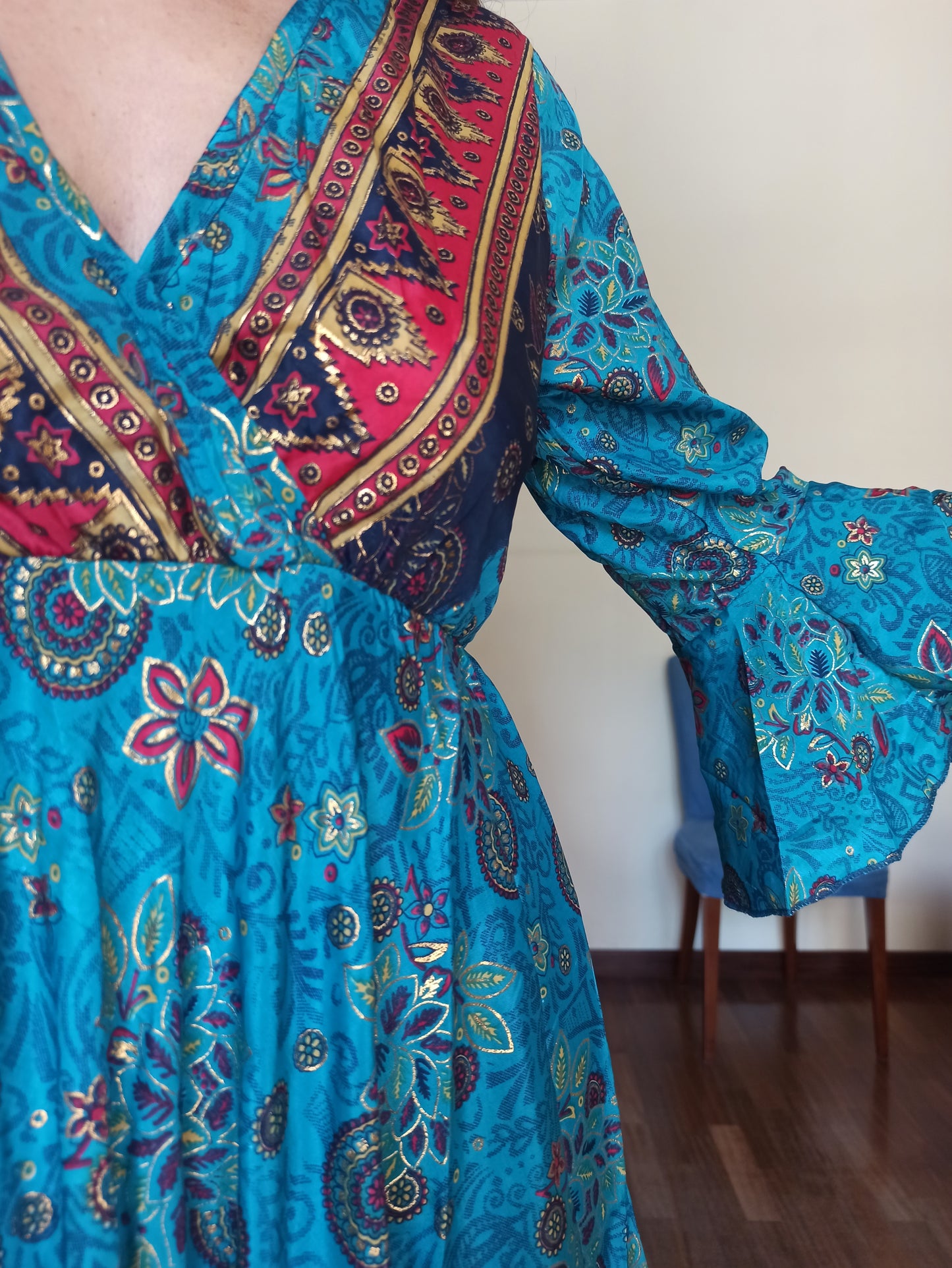 Langes Kleid mit 3/4 Ärmeln Größe S/M A169