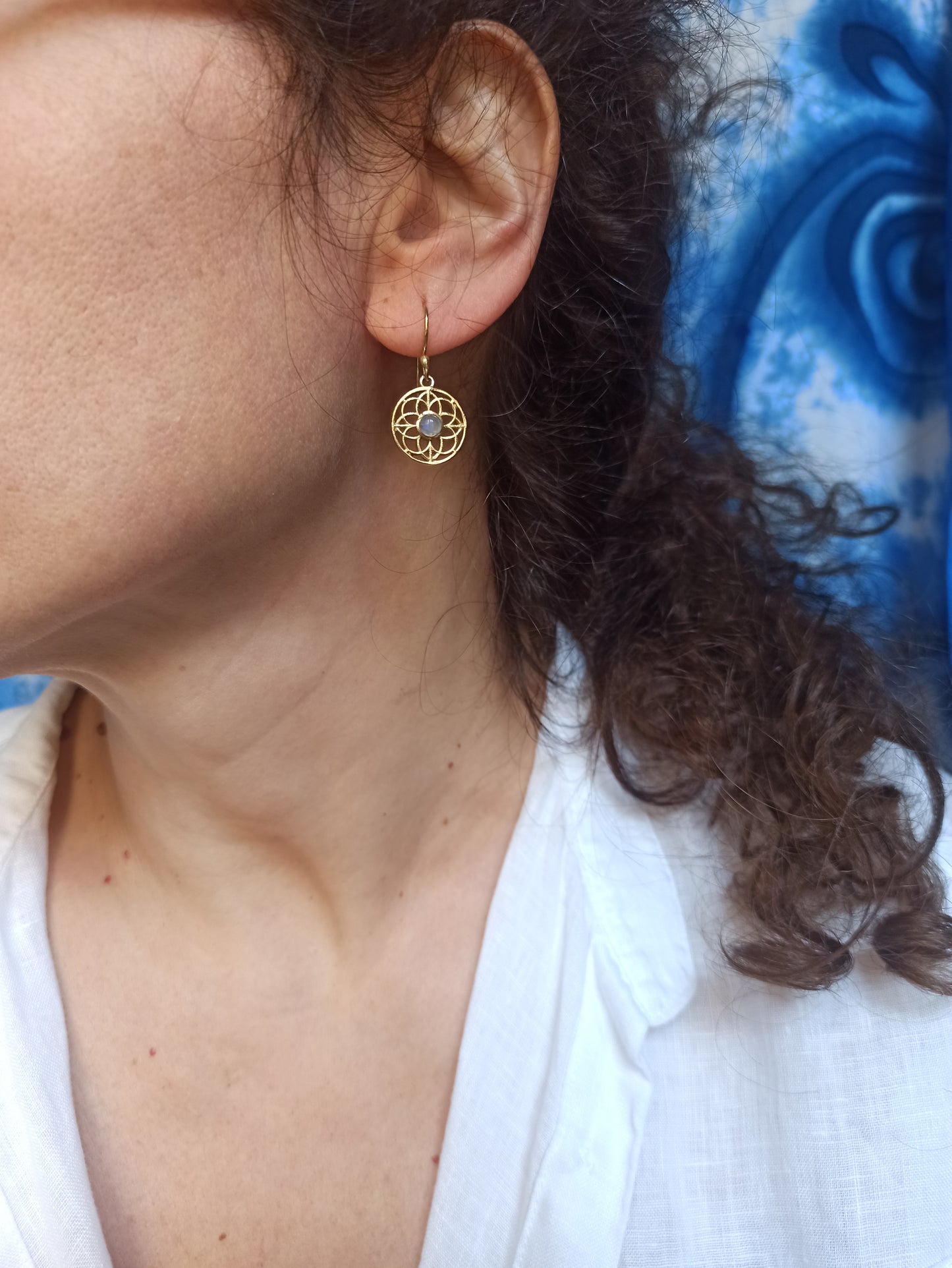 Golden moonstone boho earrings