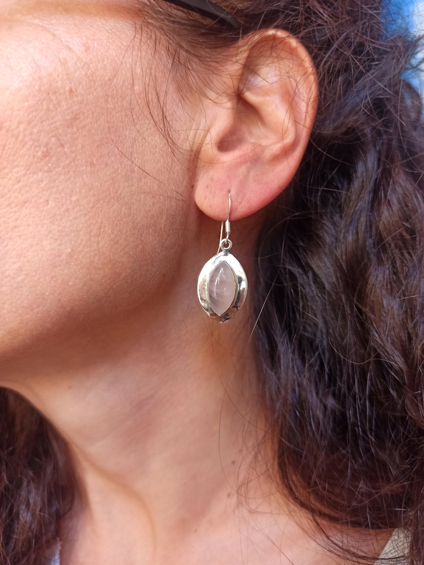 925 silver earrings with rose quartz R65