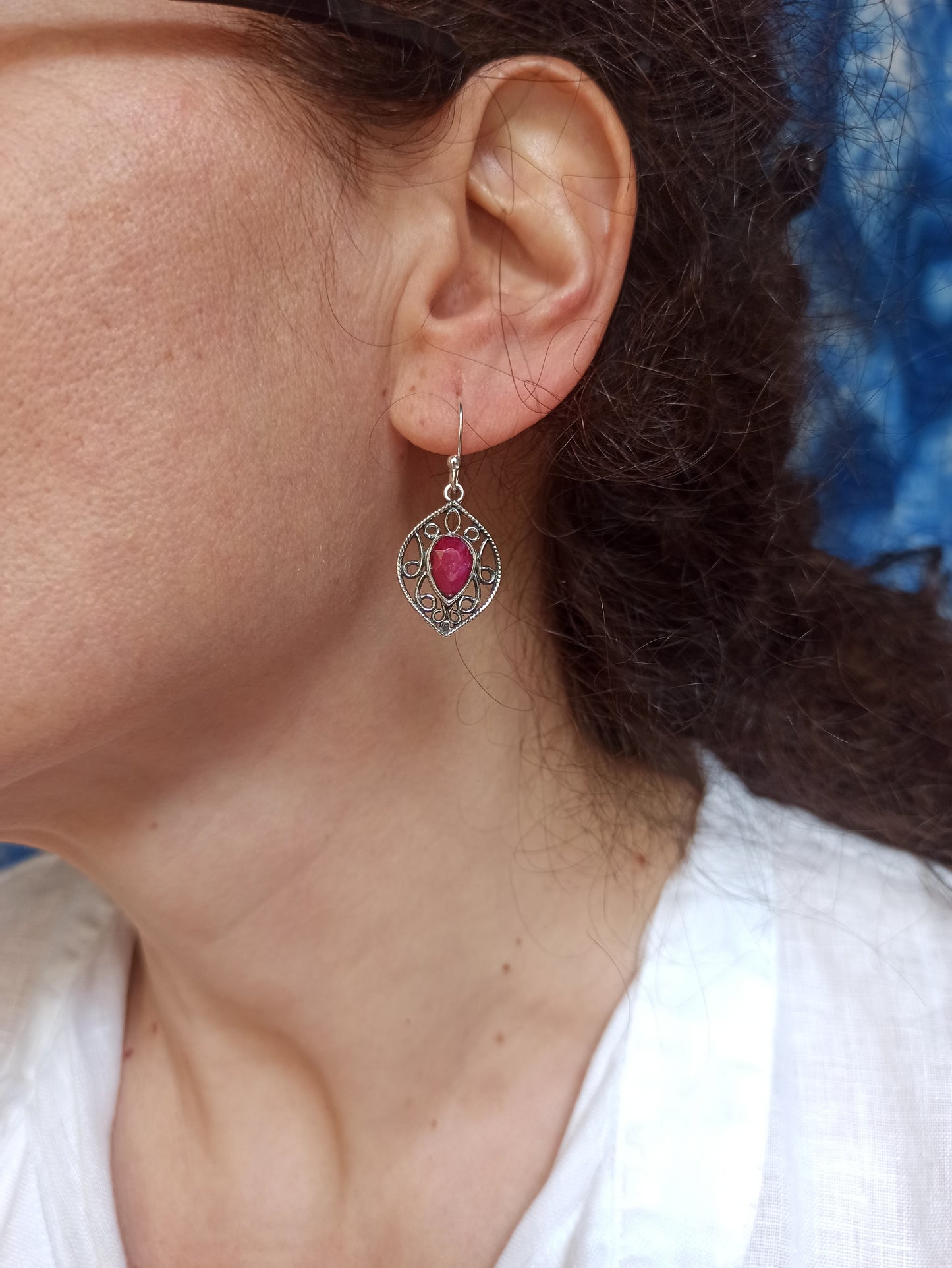 925 Silber Ohrringe Rubinwurzel O16