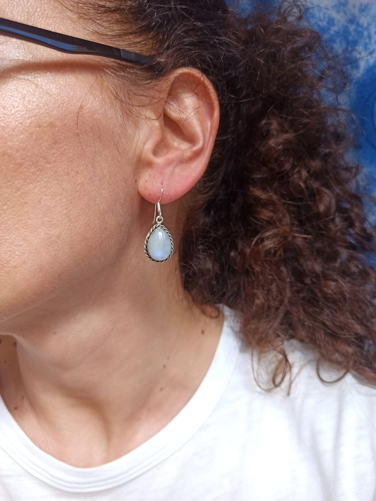 925 Silver Rainbow Moonstone Earrings R21