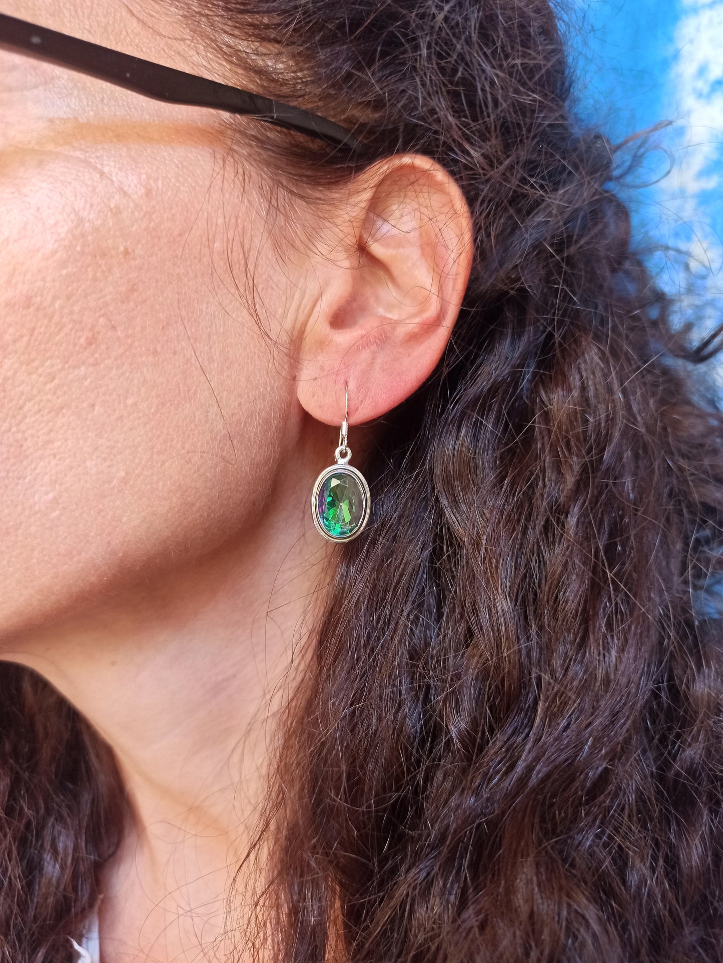 925 silver mystic stone earrings R62