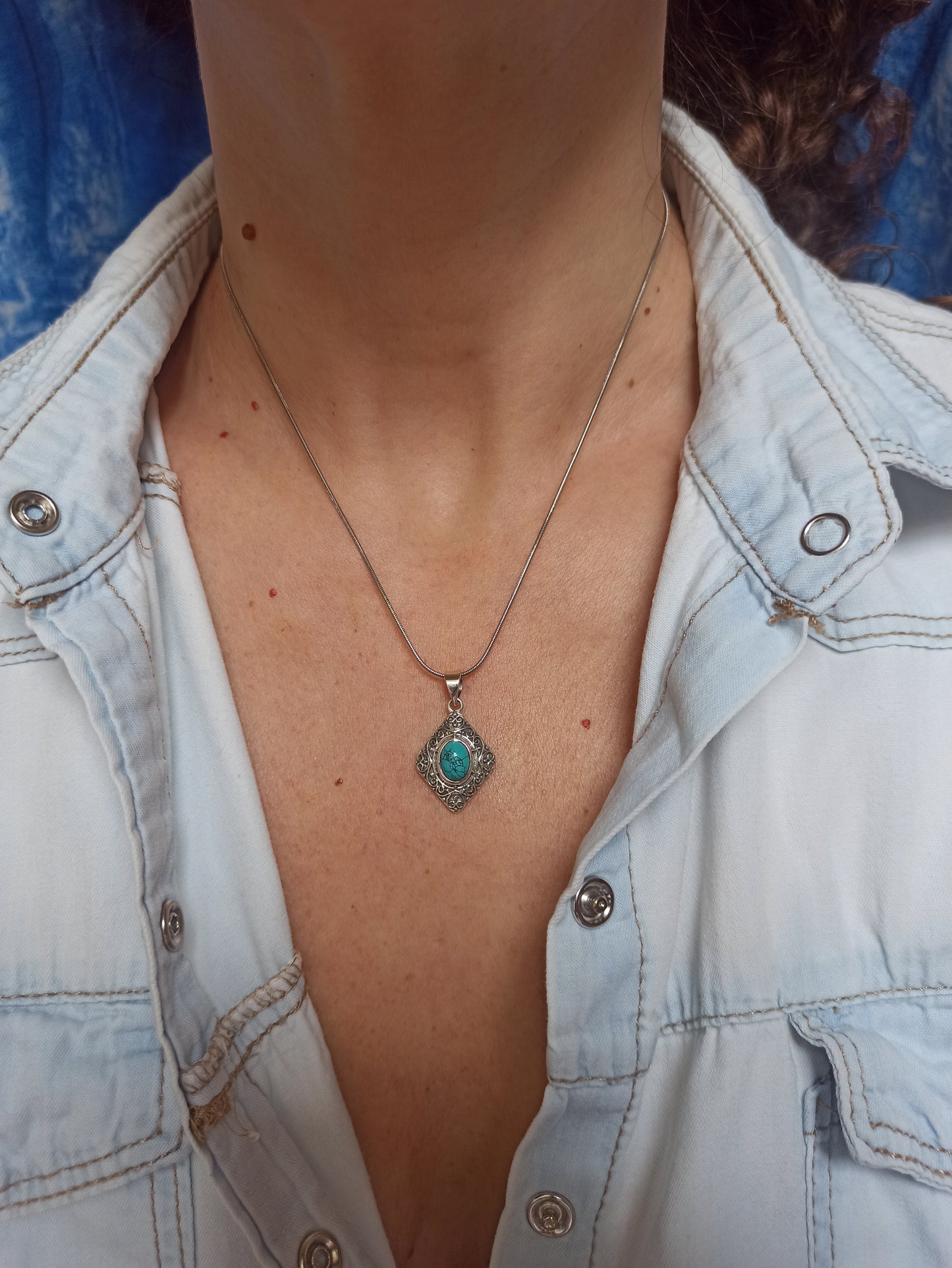 925 silver pendant turquenite C73