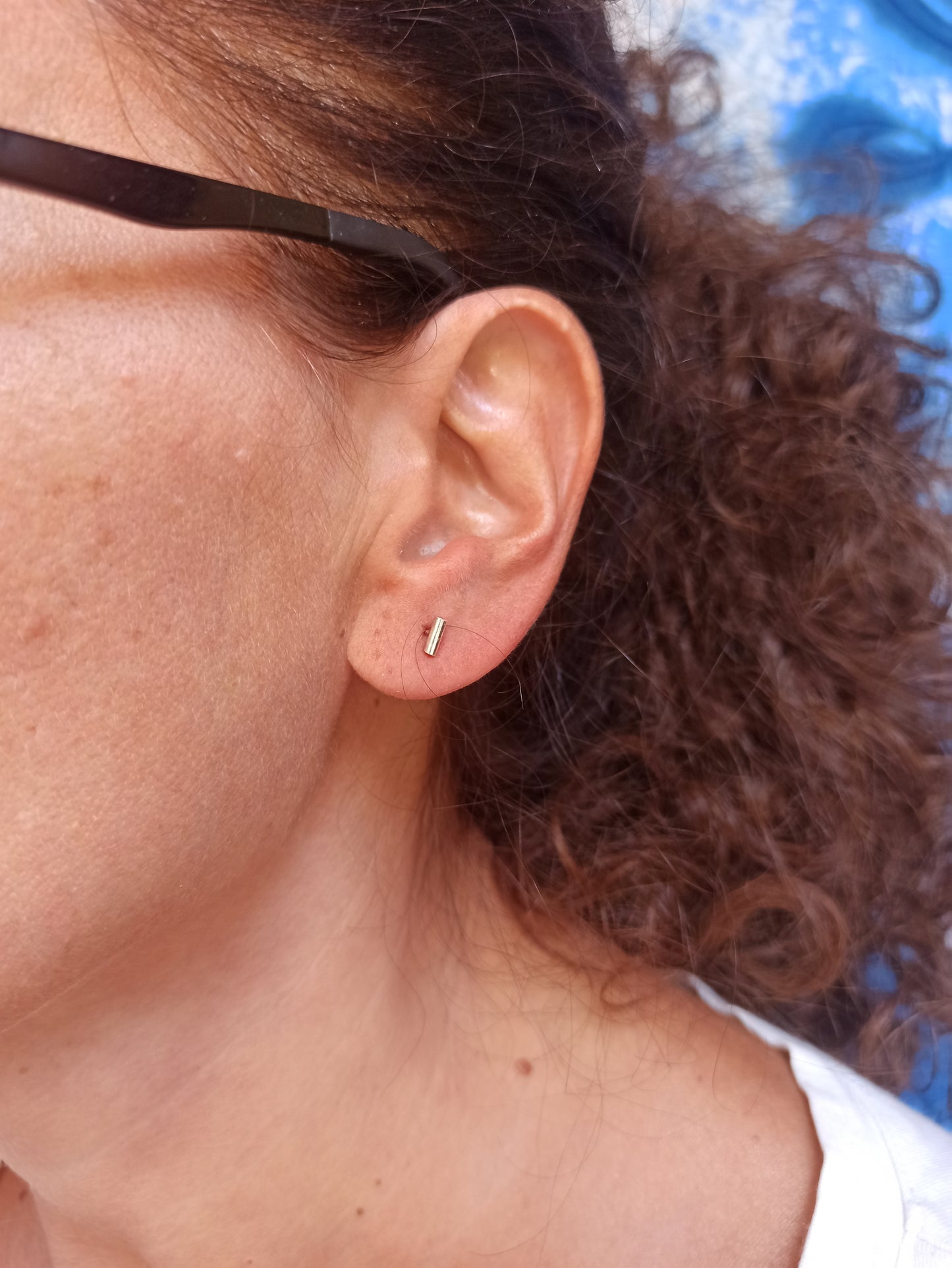 Single earring lobe 925 silver bar