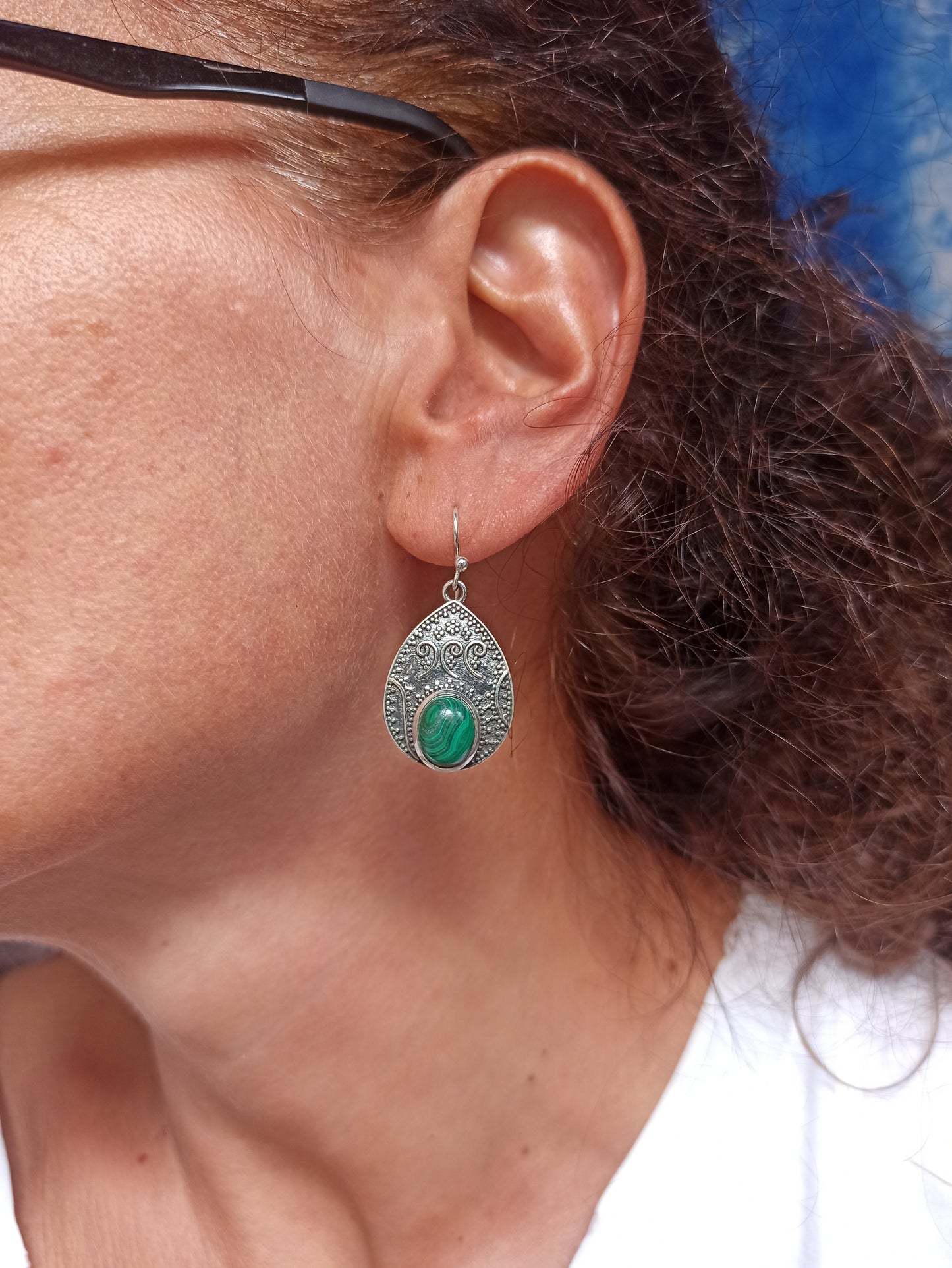 925 silver malachite earrings R38