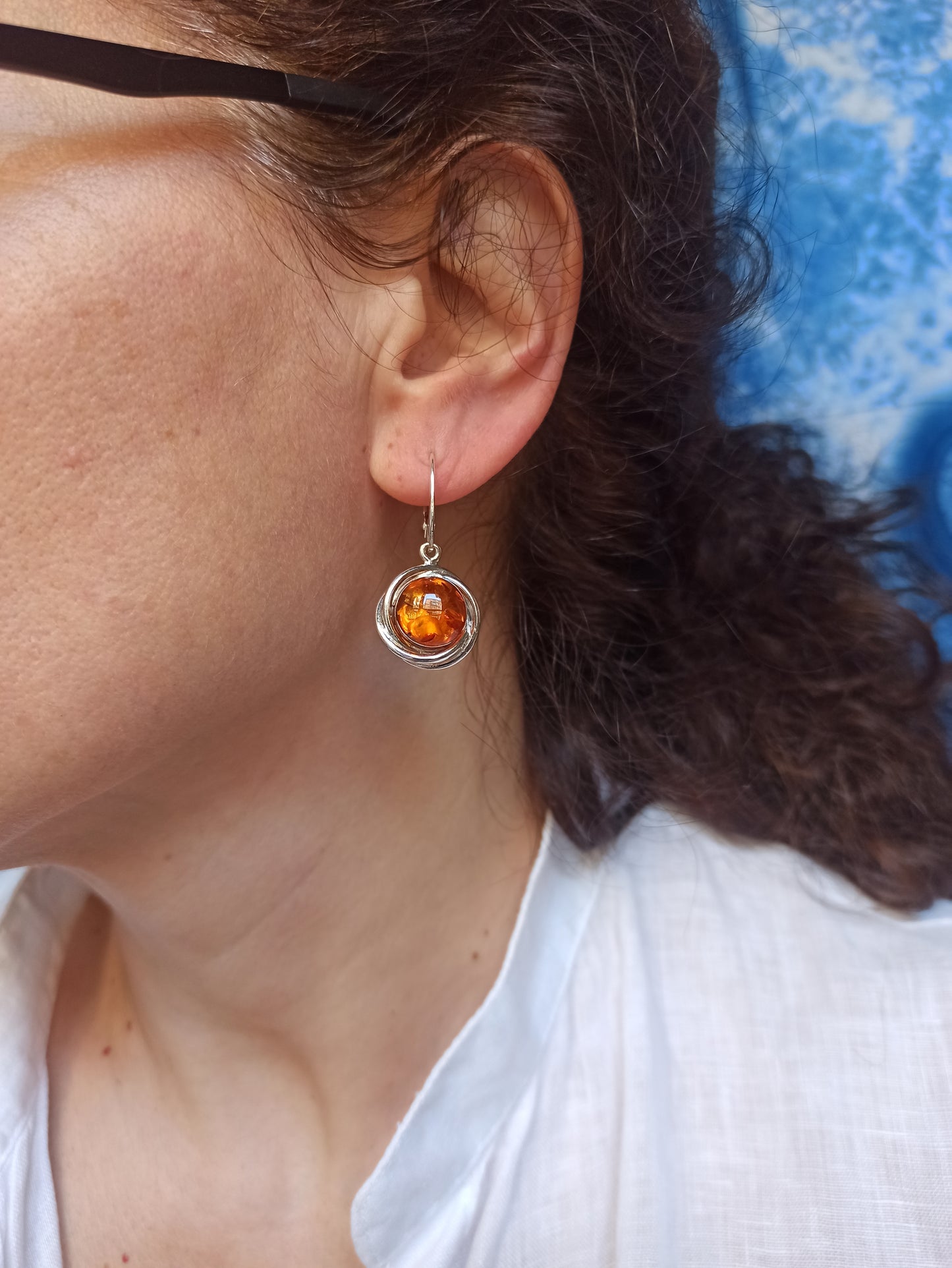 925 Silber Bernstein Ohrringe 22AM