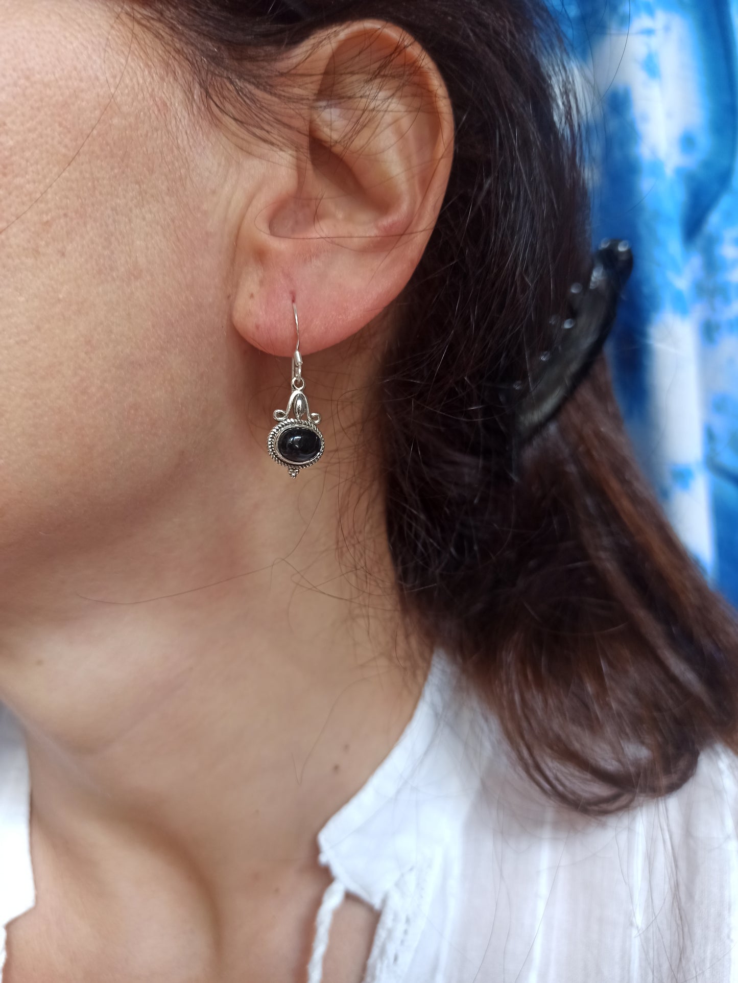 Orecchini argento onice nero