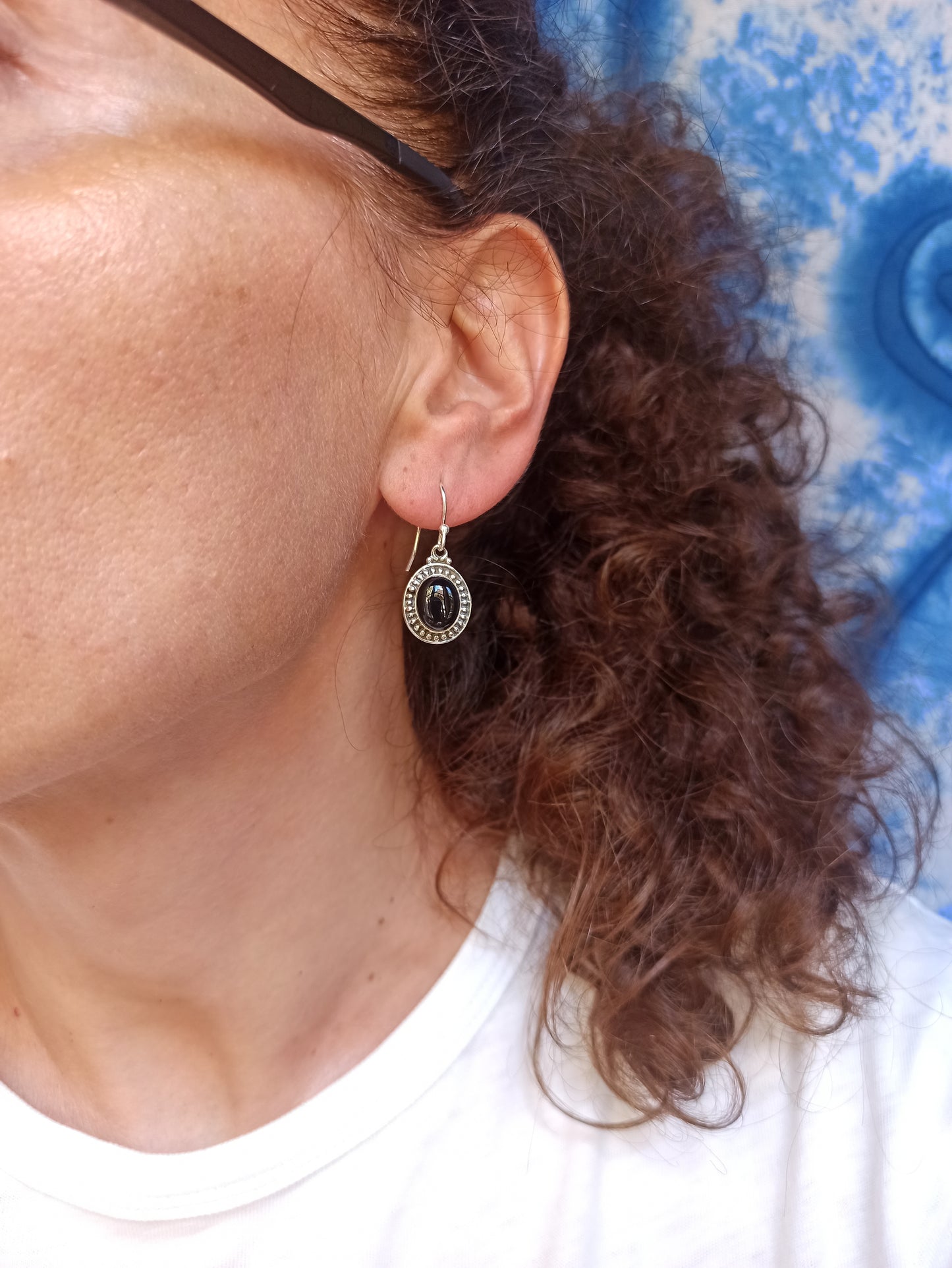 925 silver earrings with black onyx R26