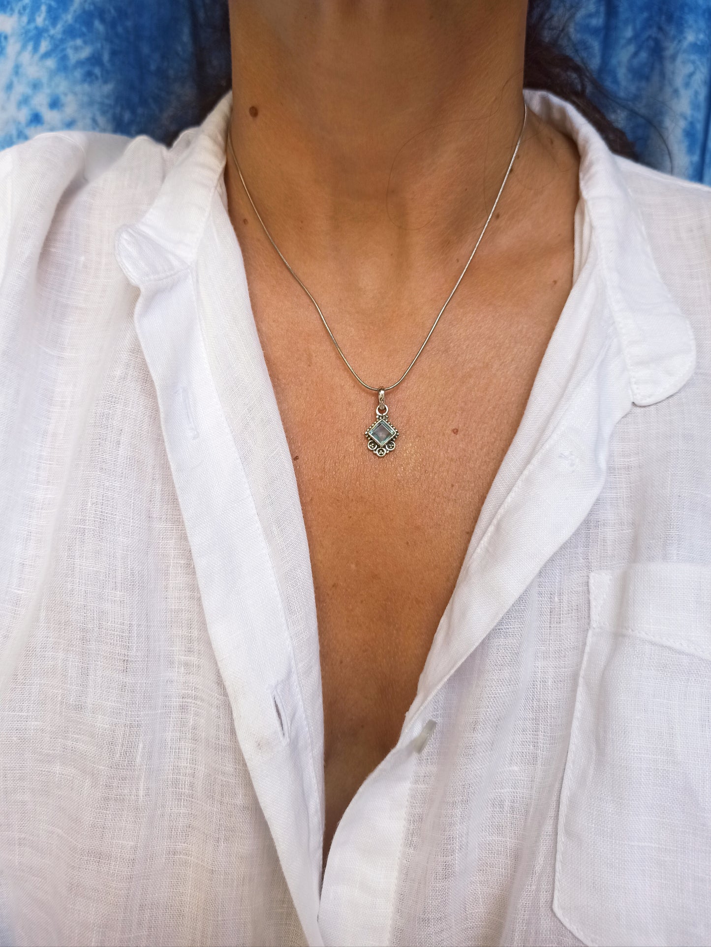 925 silver aquamarine pendant F44