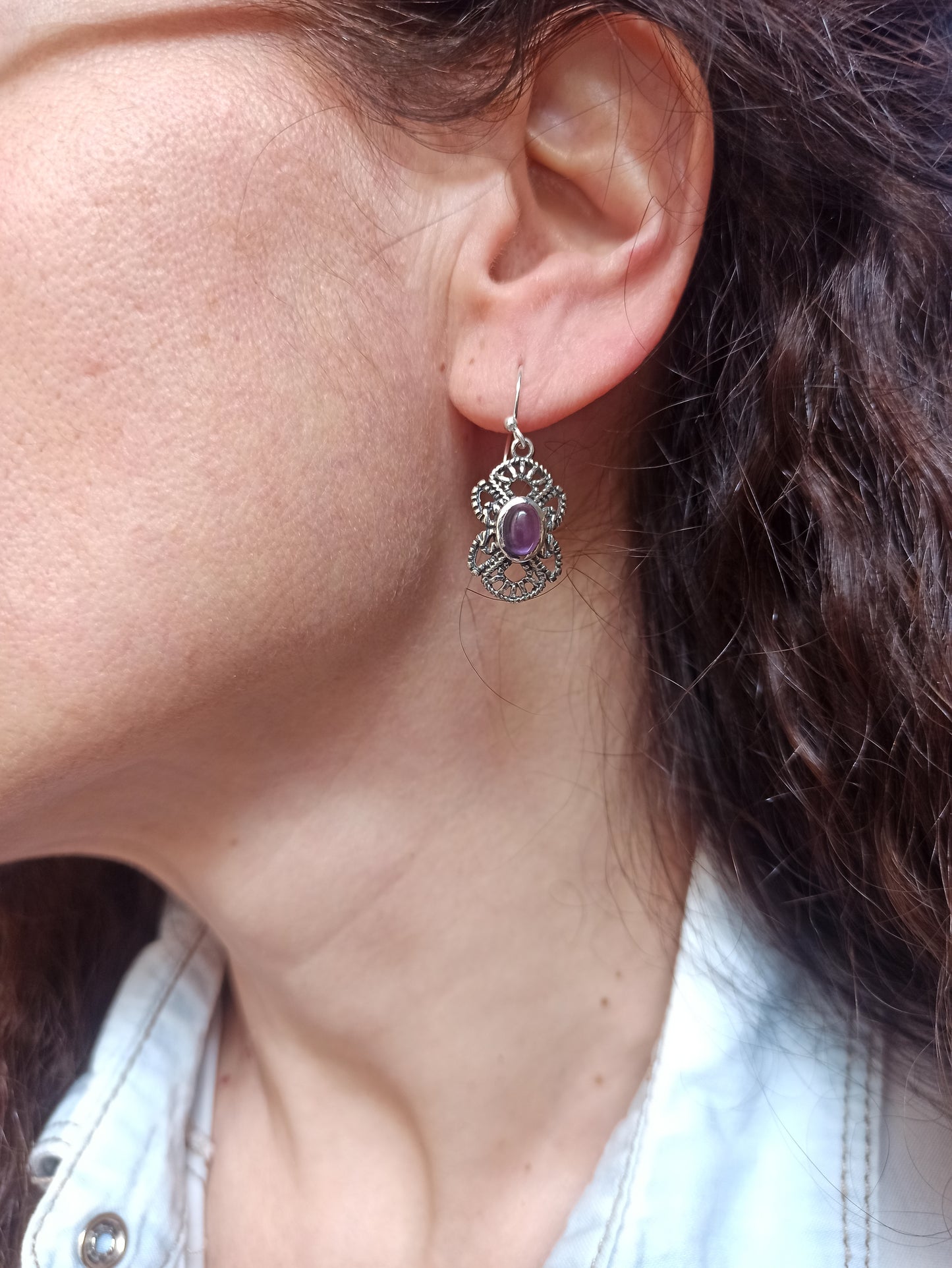 925 Silber Ohrringe Amethyst O32