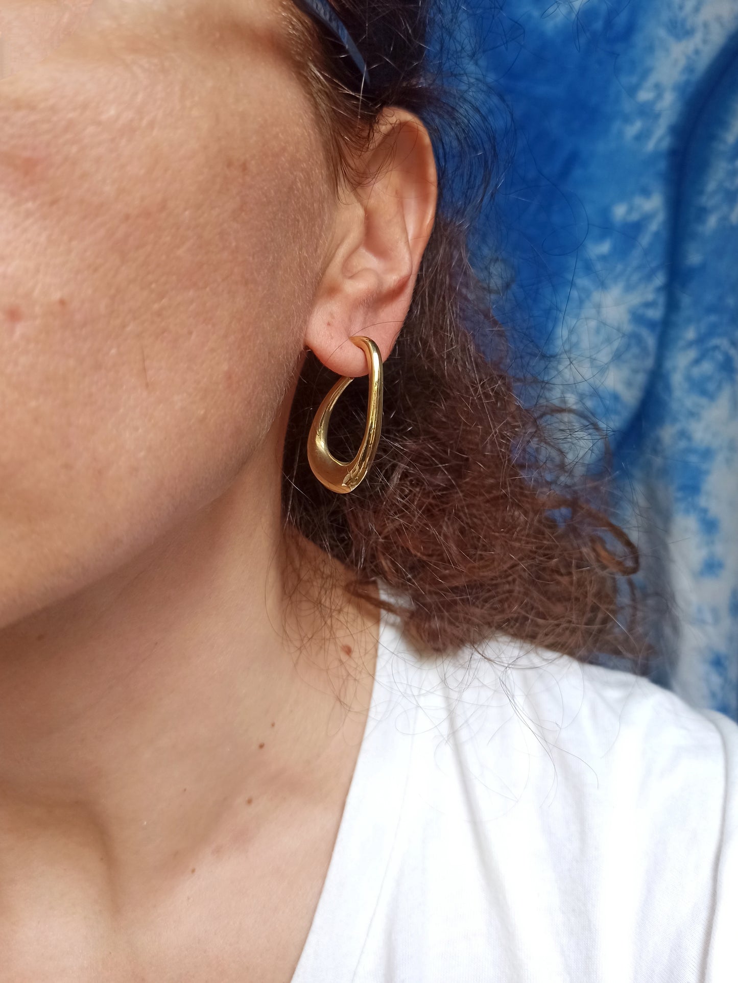 Golden oval butterfly boho earrings