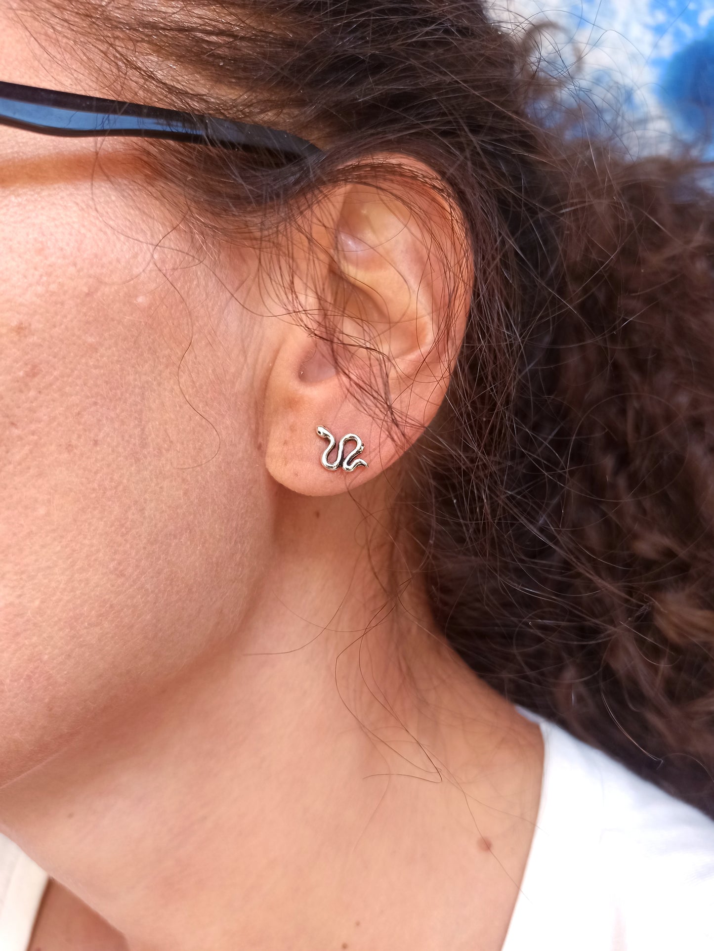 925 silver single lobe snake earring